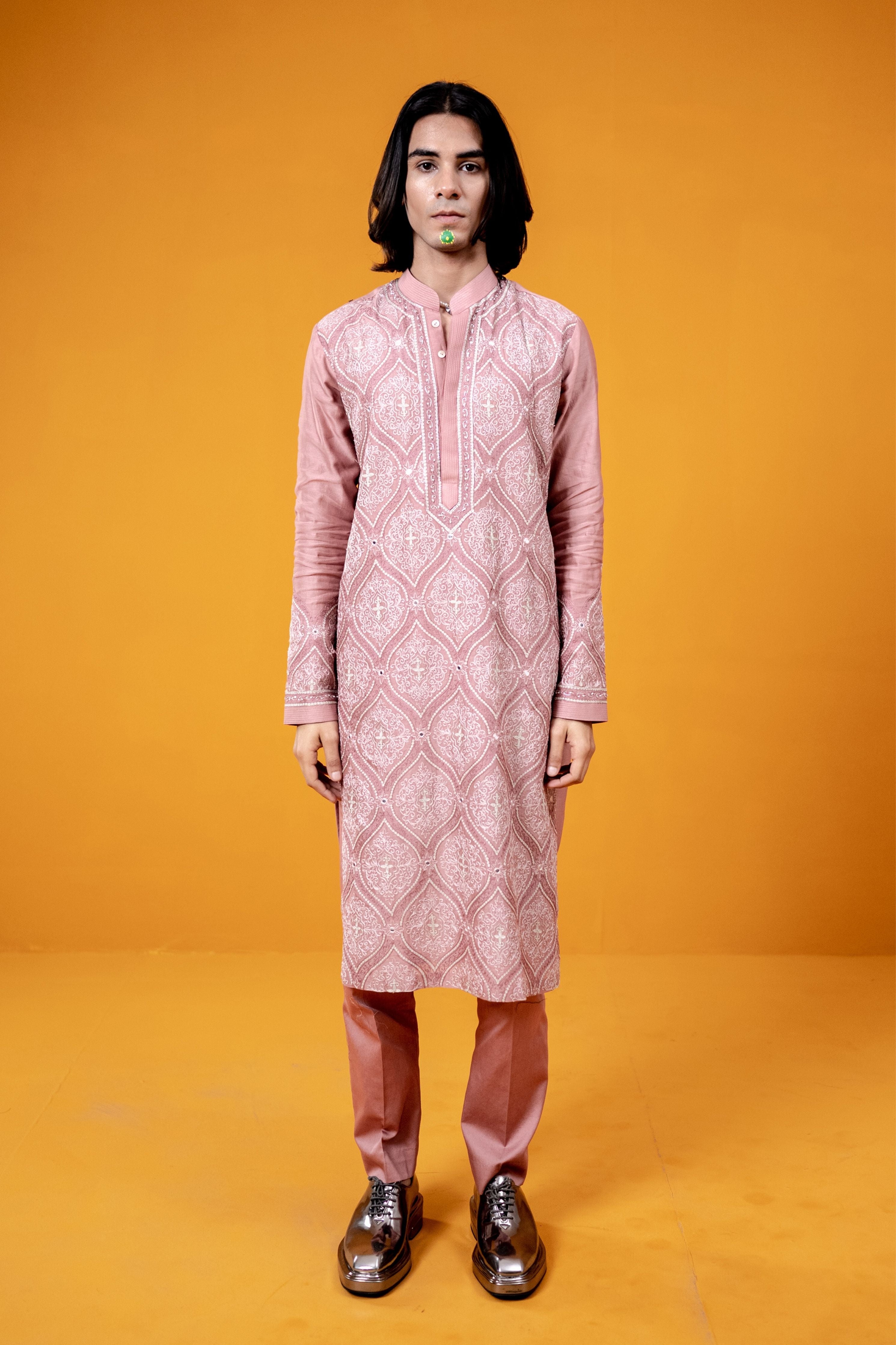 Old Rose Ogee Kurta Set