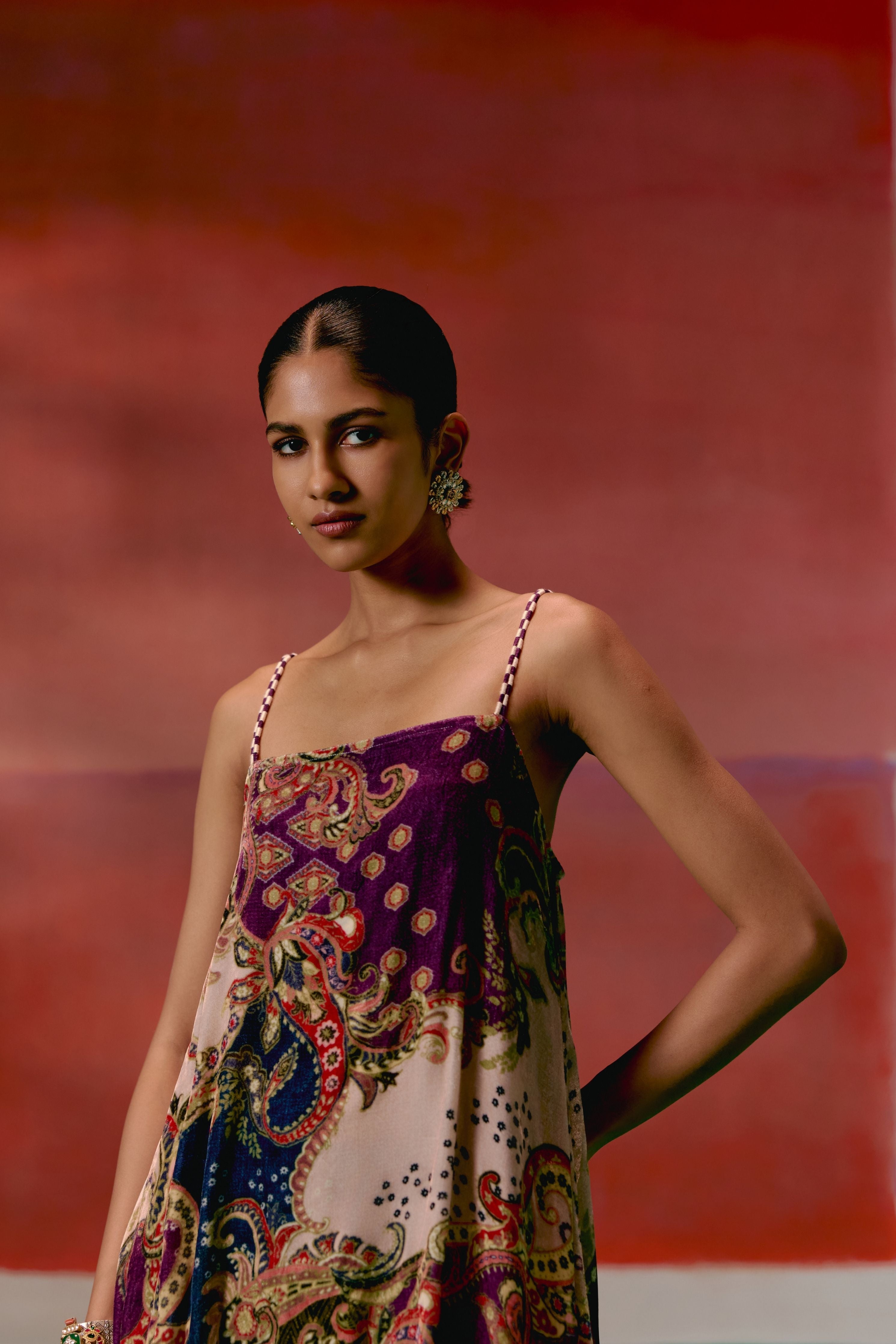 Olive And Purple Paisley Kurta Set