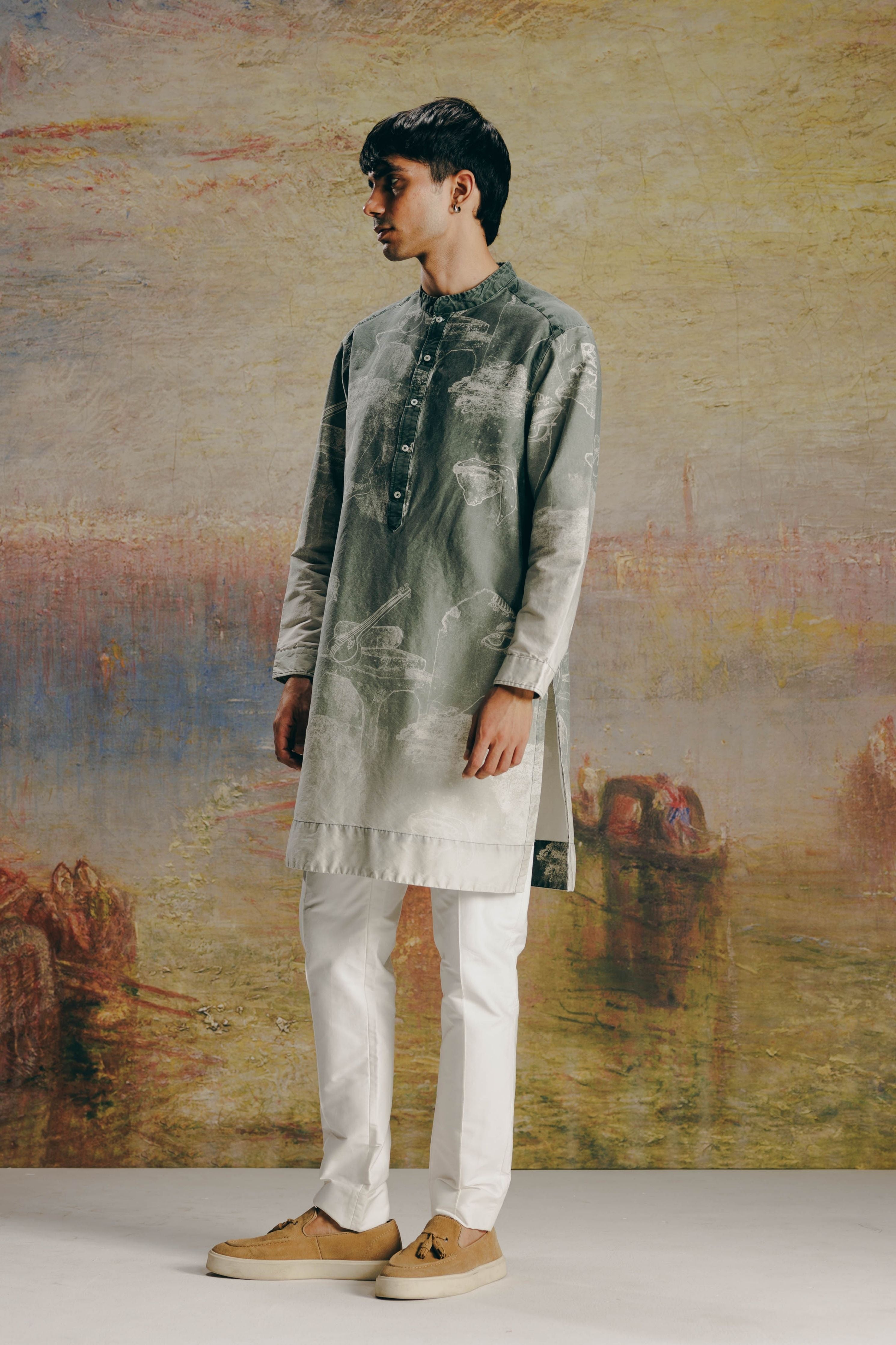 Ombre Surrealist Outline Kurta Set