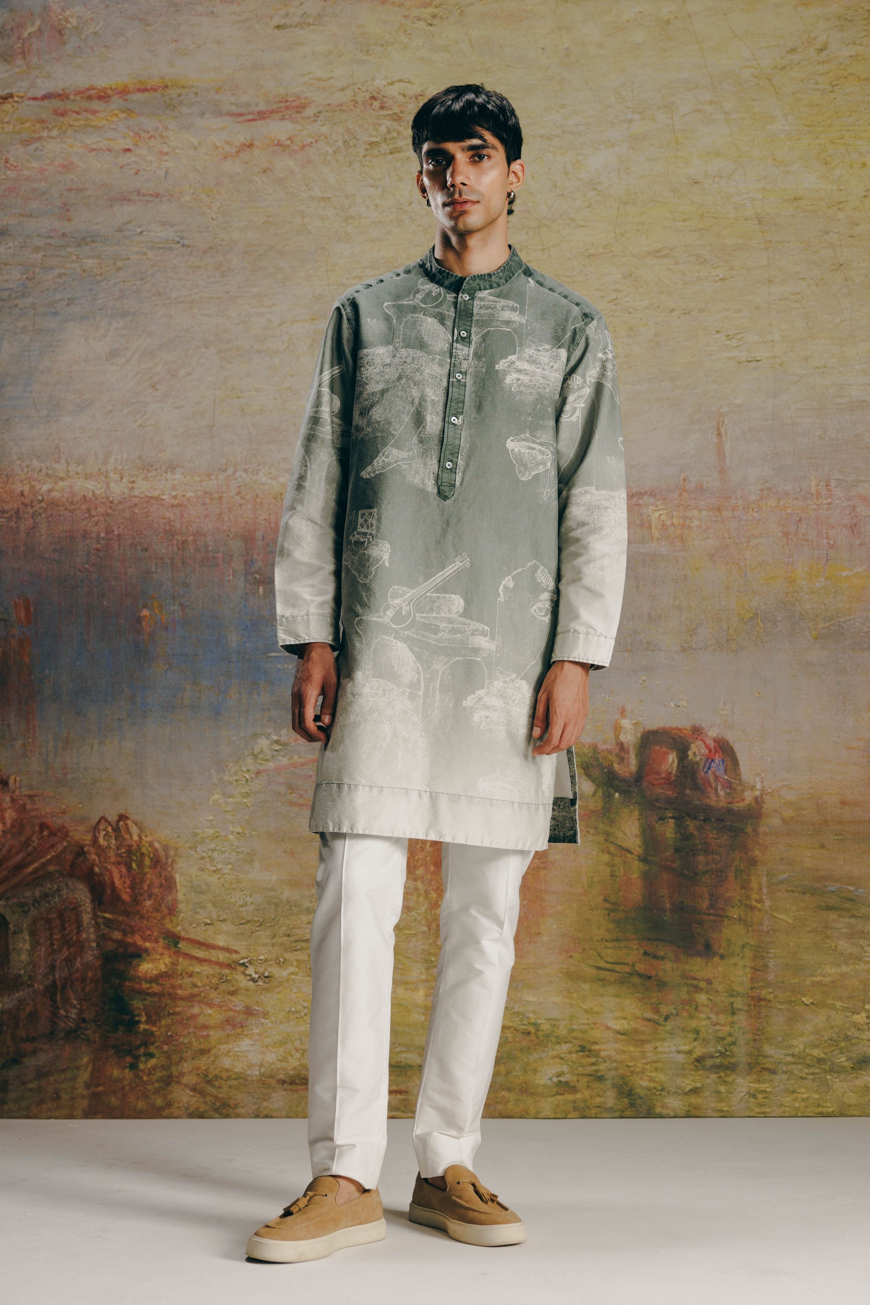 Ombre Surrealist Outline Kurta Set