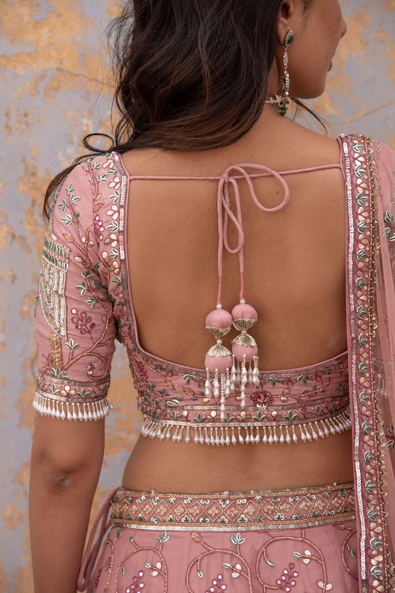 Onion Pink Embellished Lehenga Set