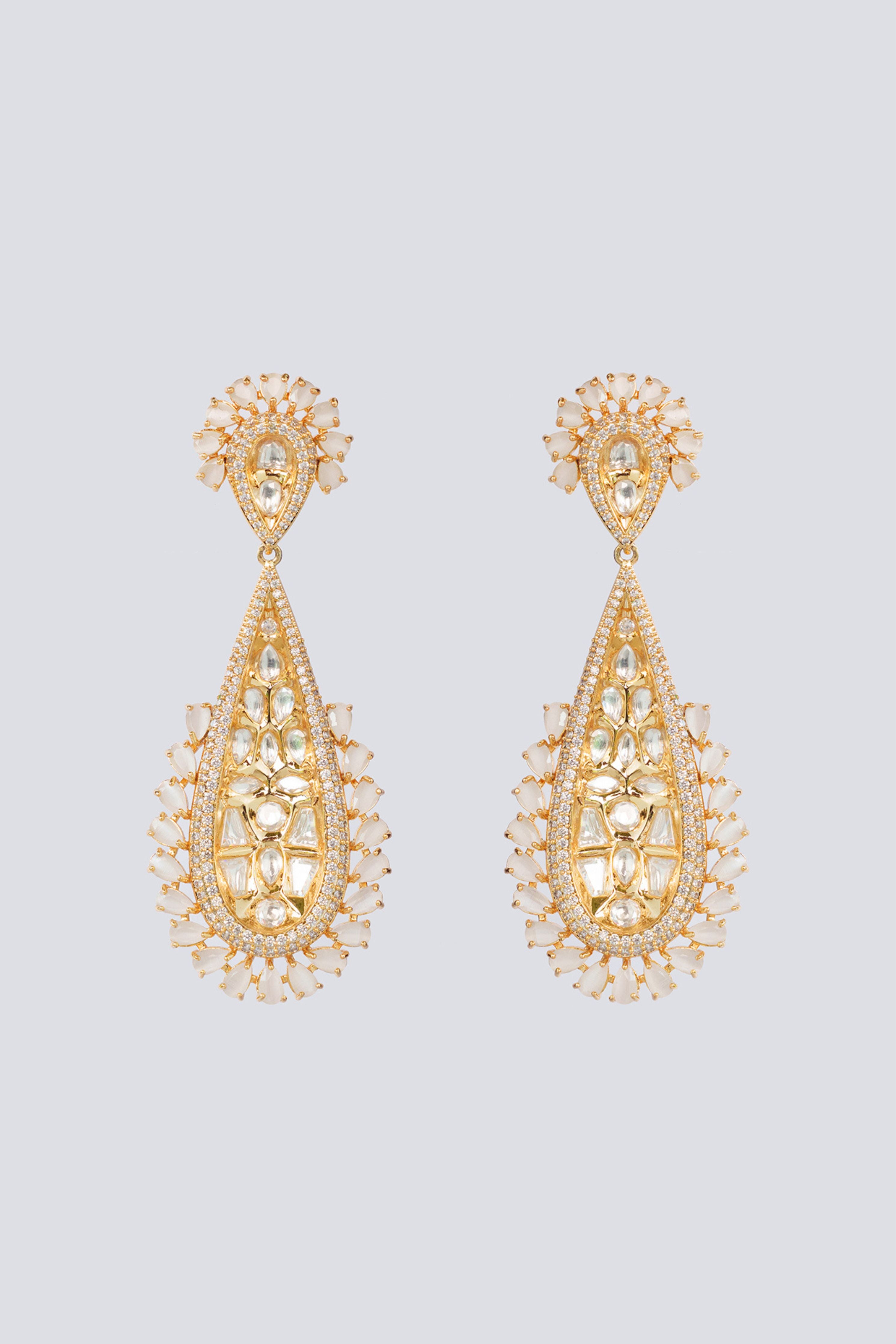 Orange Bold And Elegant Kundan Danglers