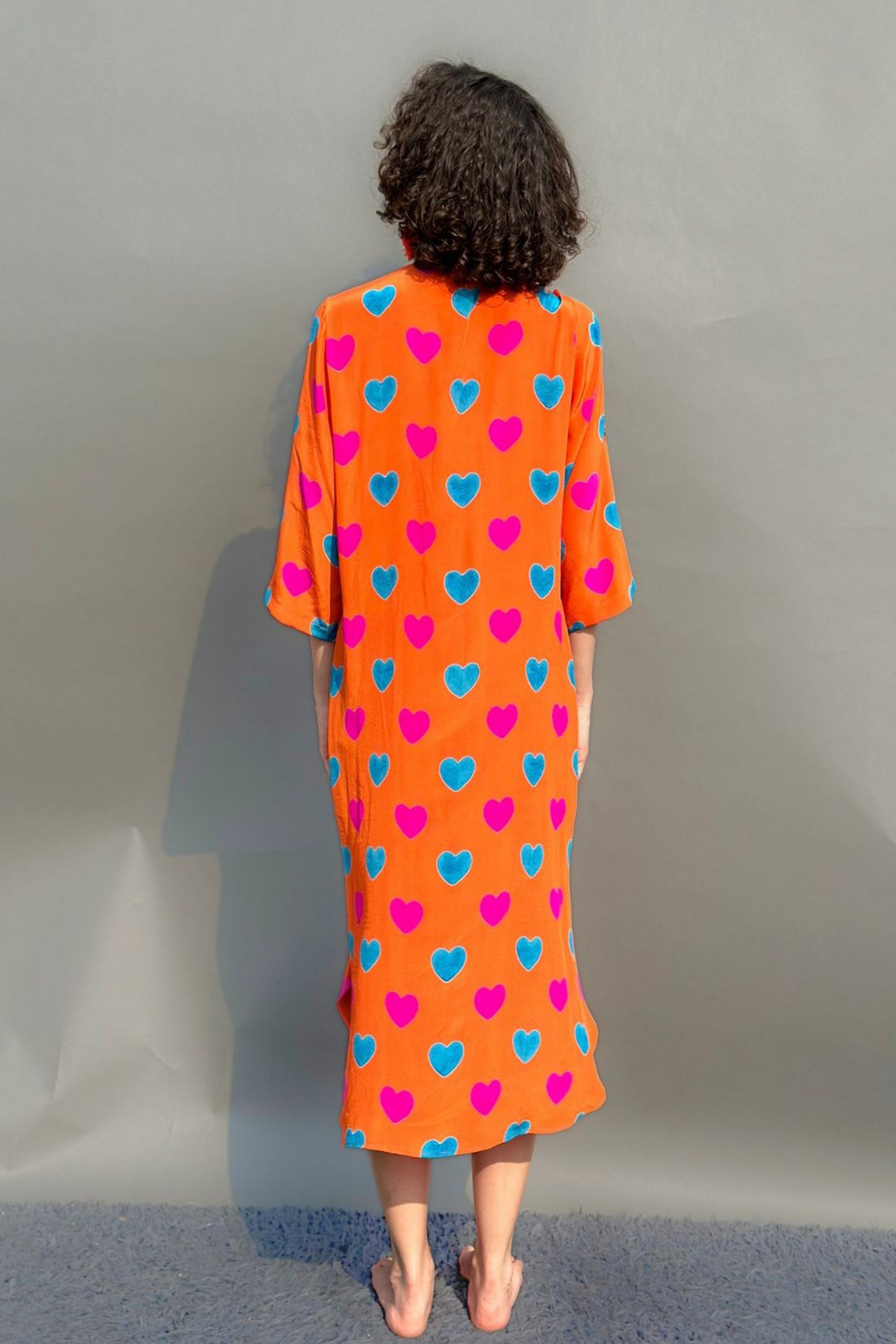 Orange Hearts Printed Tunic