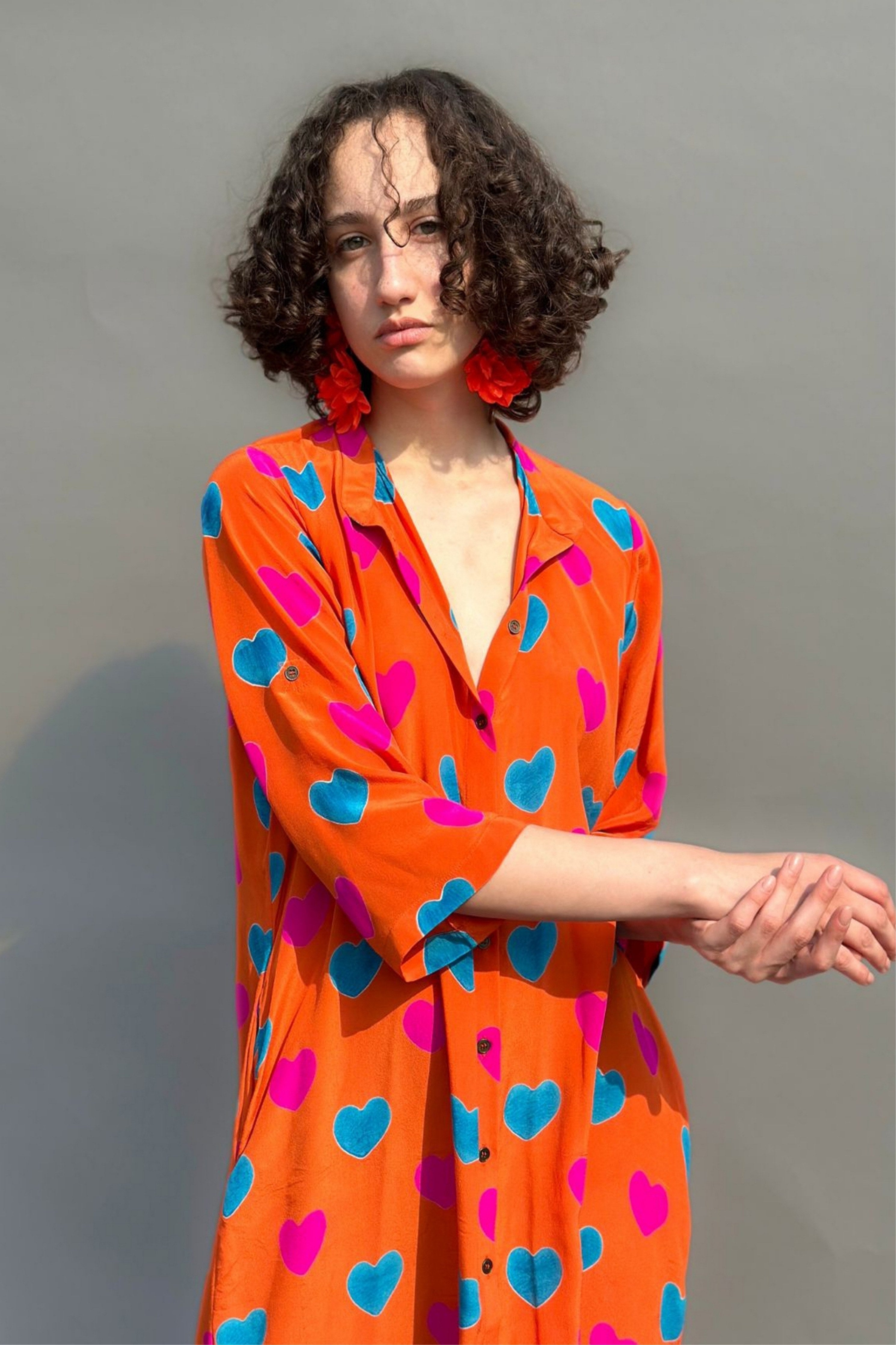 Orange Hearts Printed Tunic