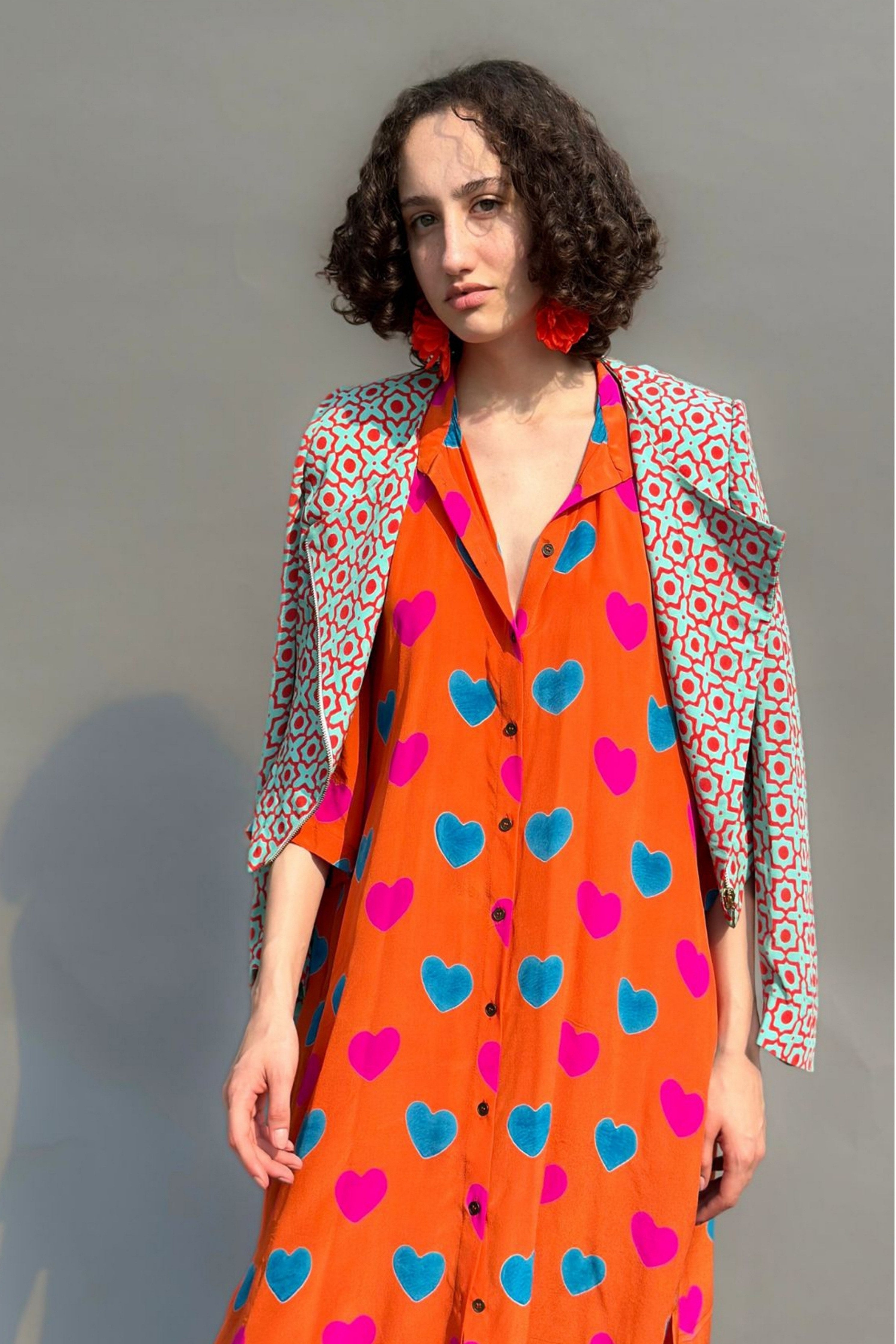 Orange Hearts Printed Tunic