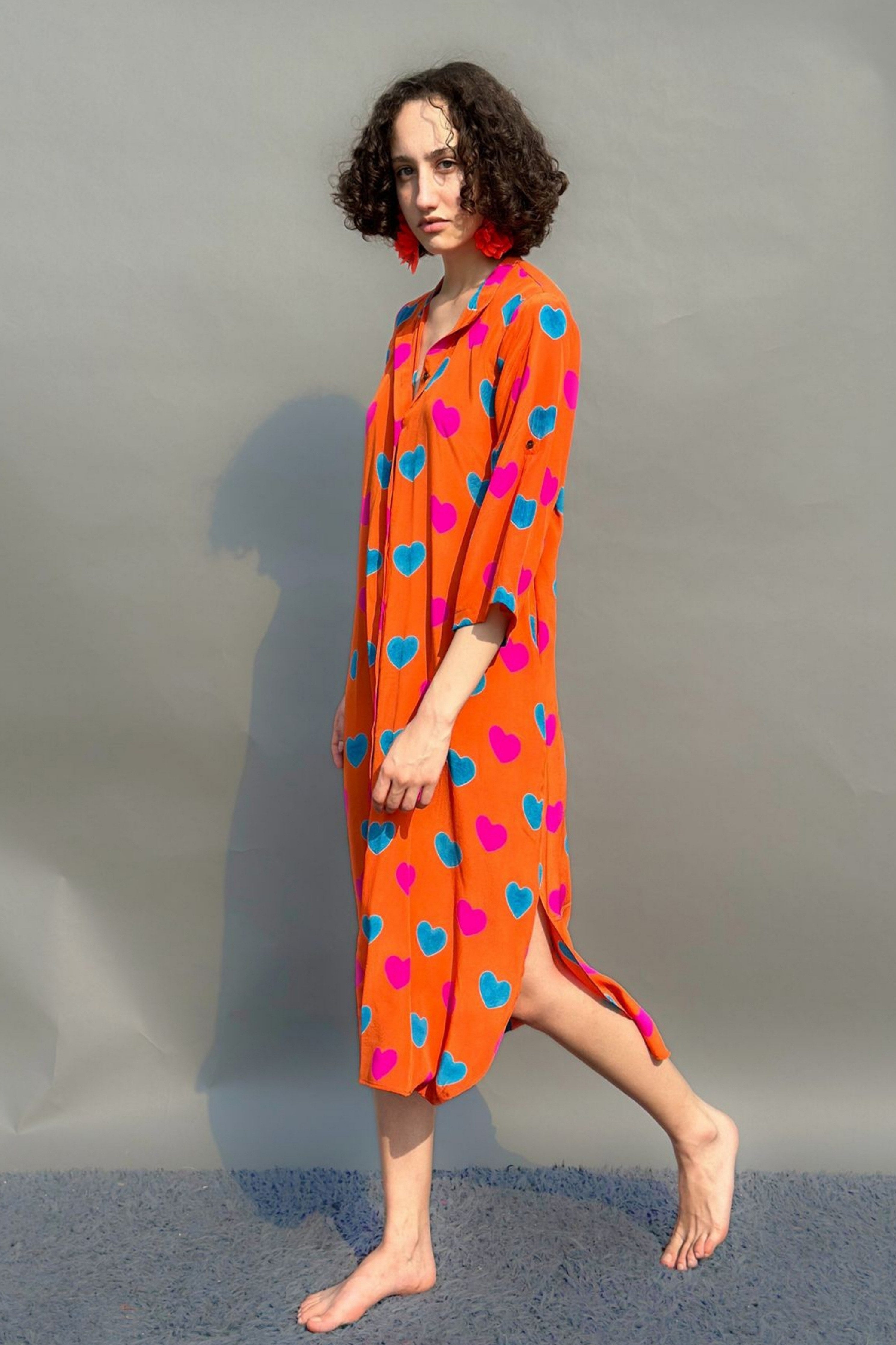 Orange Hearts Printed Tunic