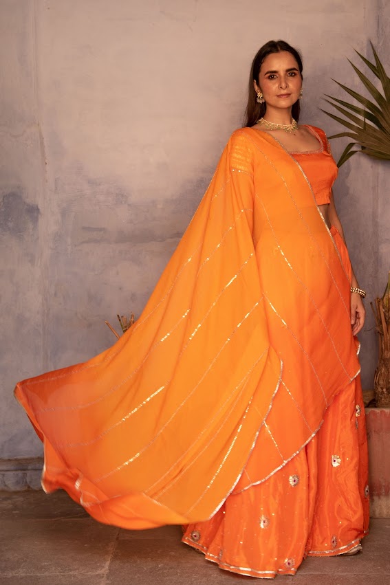 Orange Lehenga Set