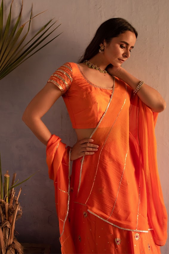 Orange Lehenga Set