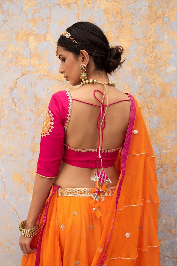 Orange Rajputana Lehenga Set
