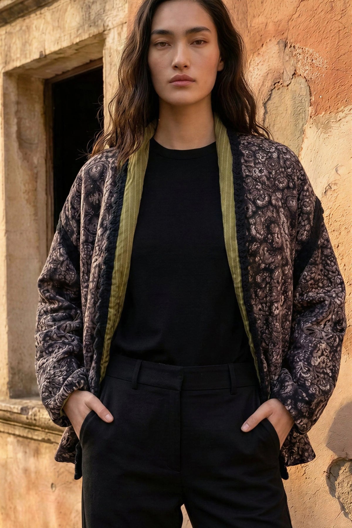 Black Paisley Printed Short Jacket