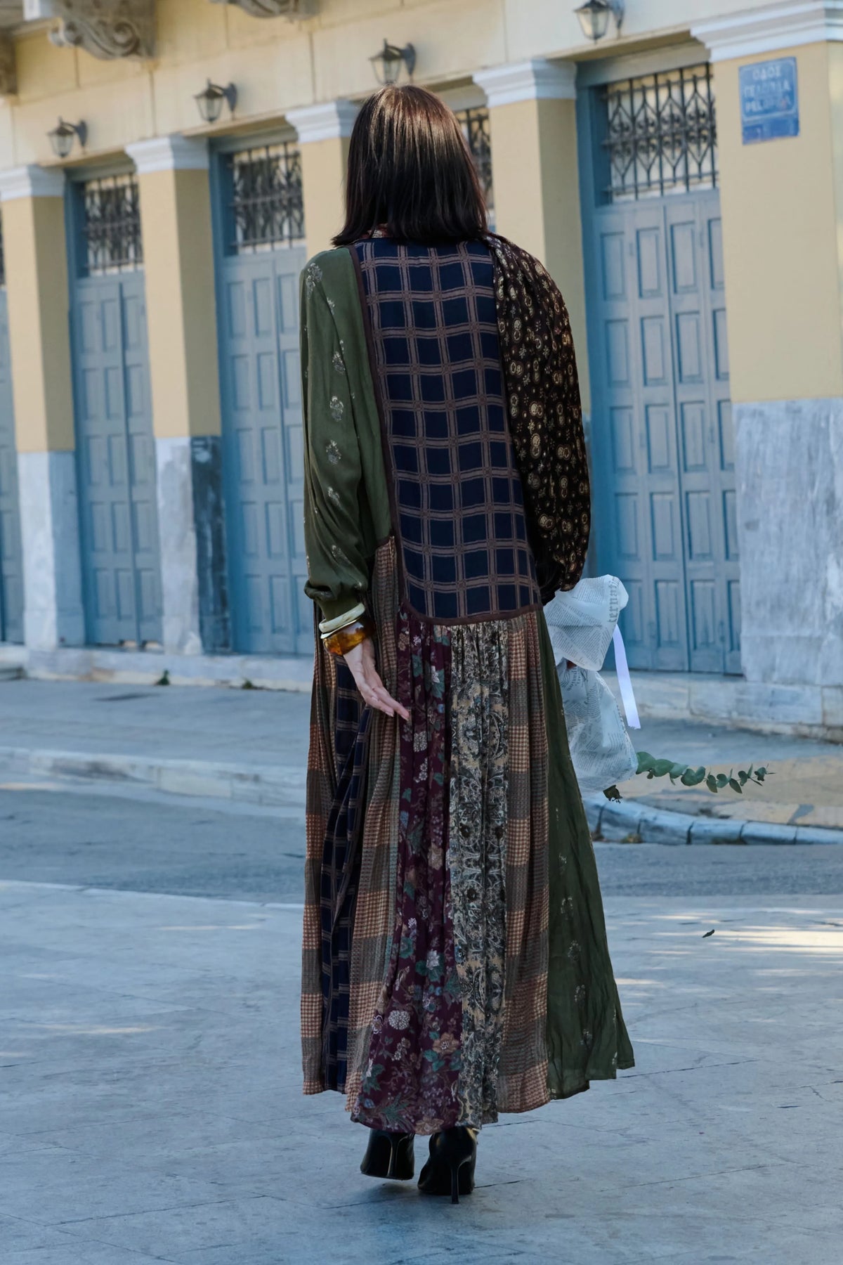 Multicolor Color-Block Printed Midi Dress