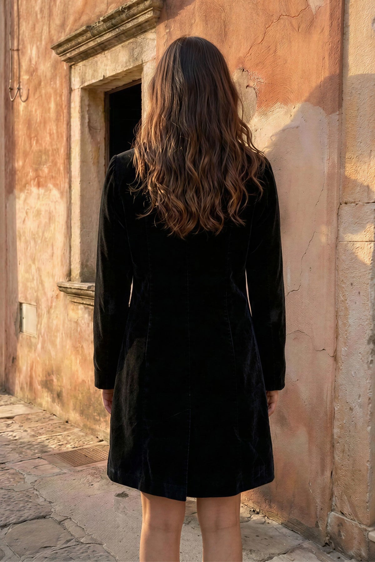 Black Velvet Coutching Blazer Dress