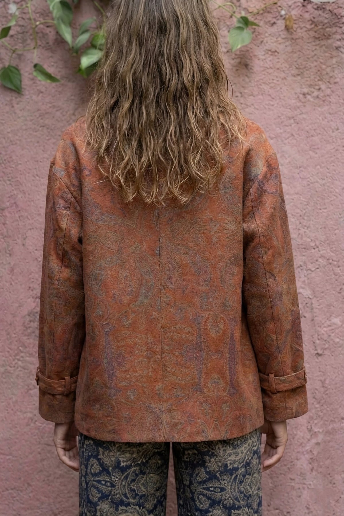 Rust Suede Paisley Printed Jacket
