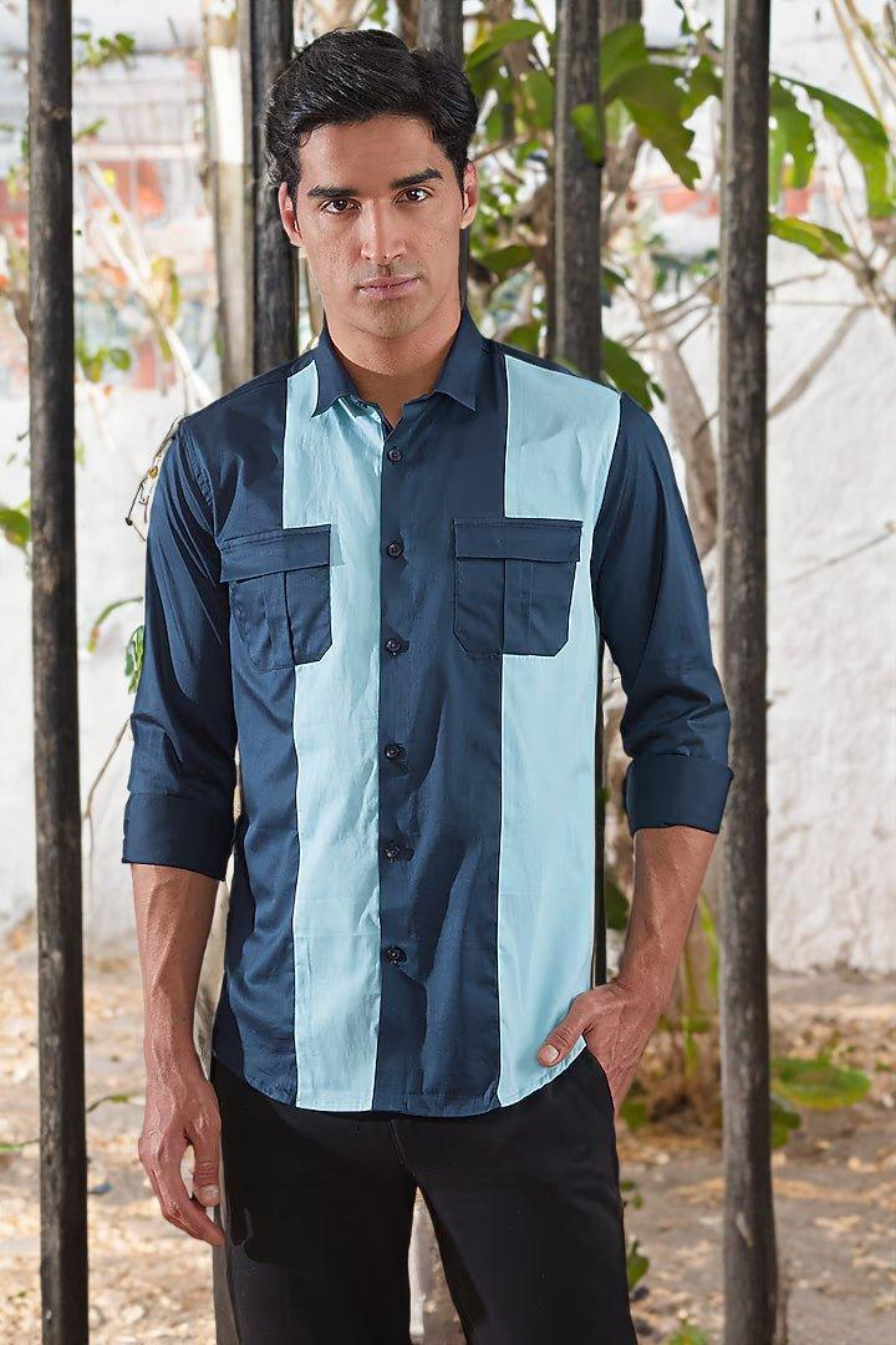 Colour block Navy Shirt