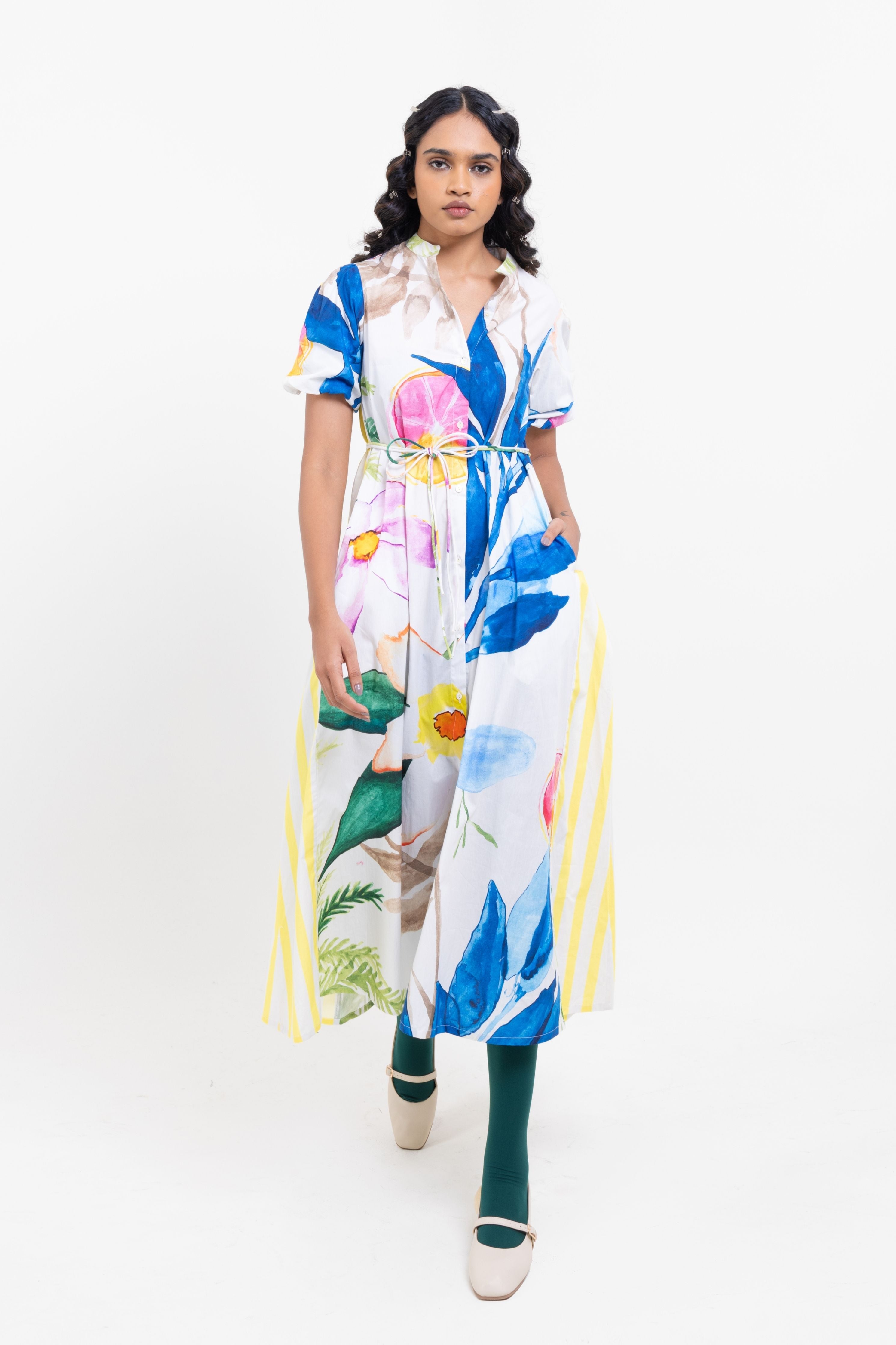 Floral Canvas Middi Dress
