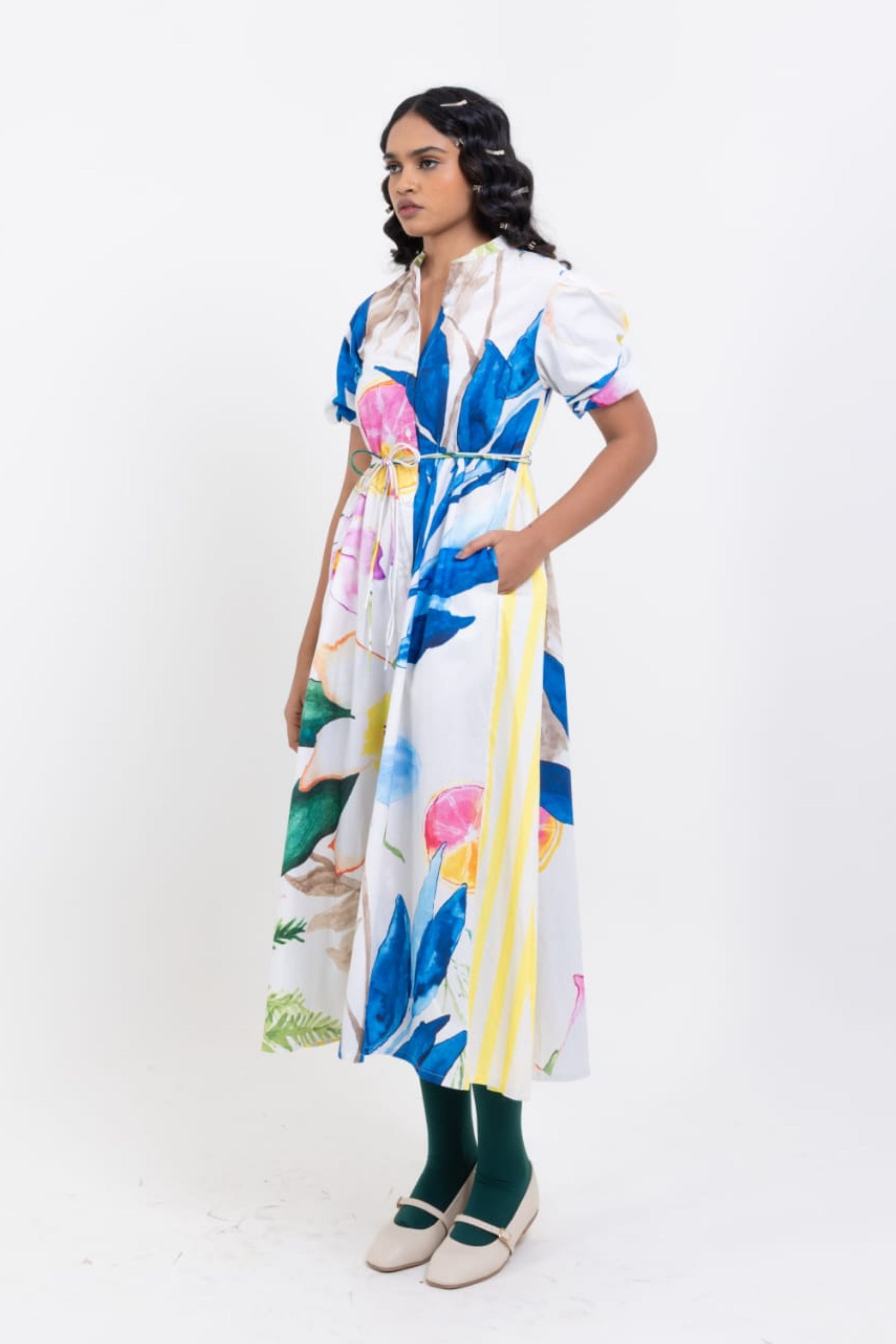 Floral Canvas Middi Dress