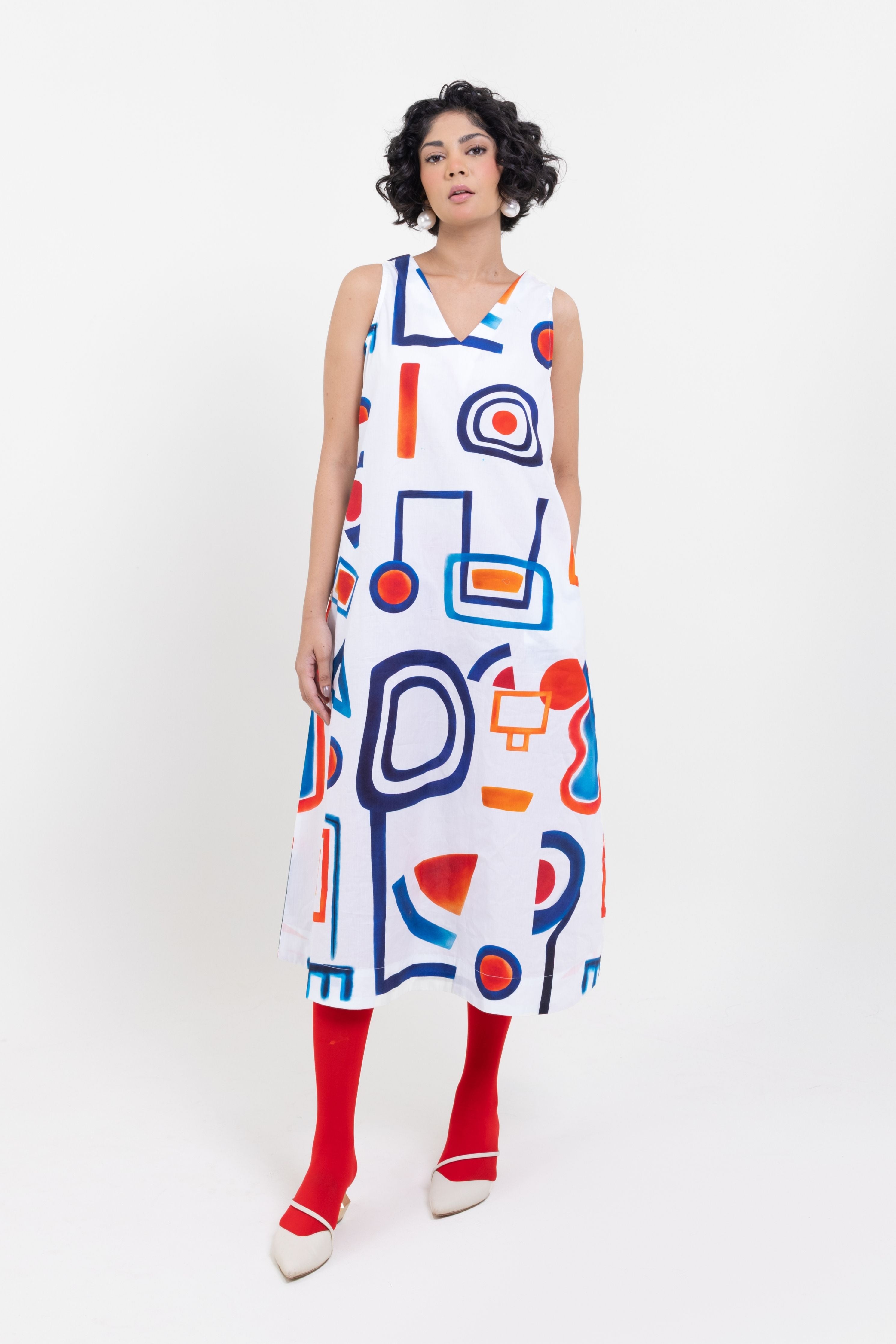 Artistic Abstract Sleeveless Dress