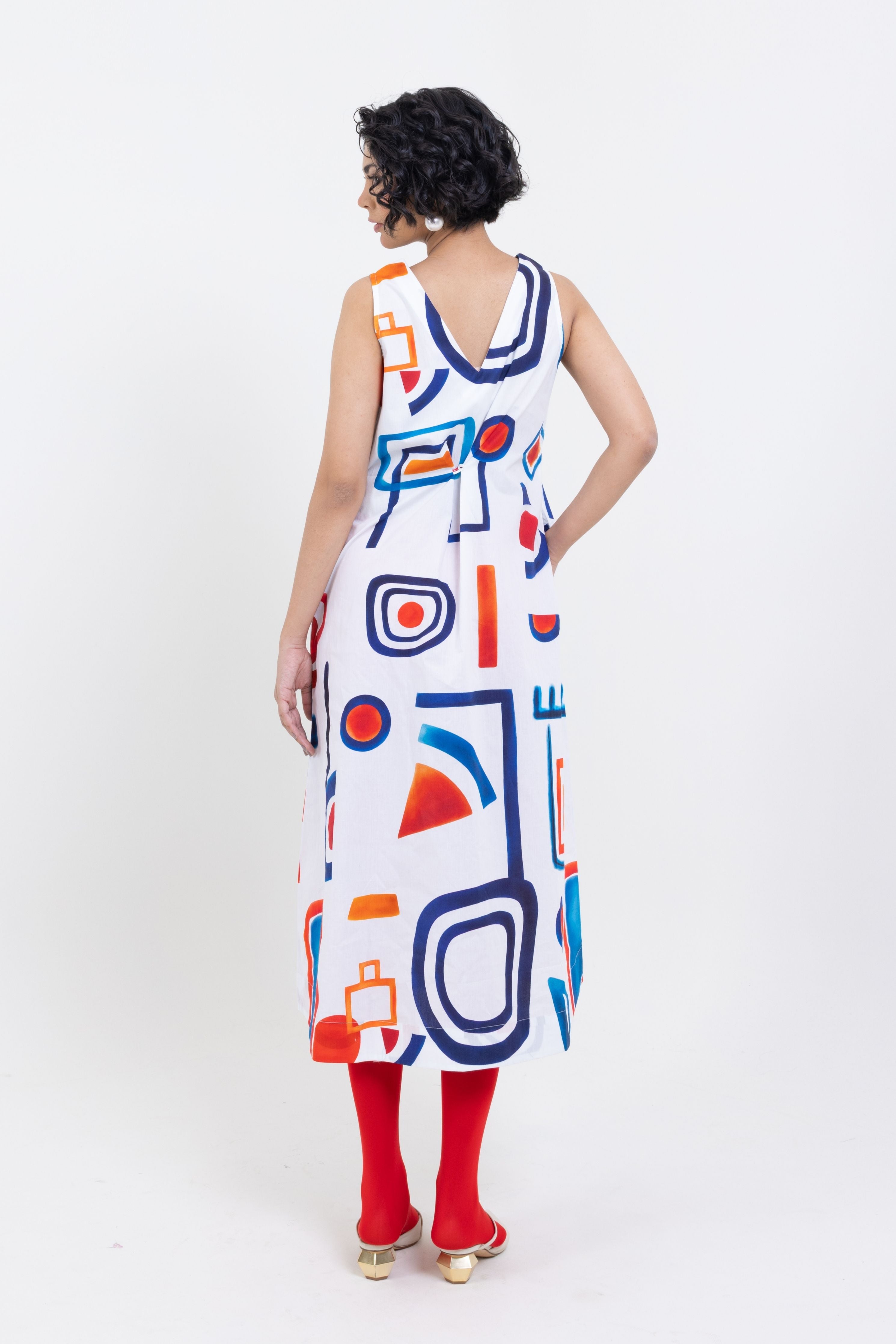 Artistic Abstract Sleeveless Dress
