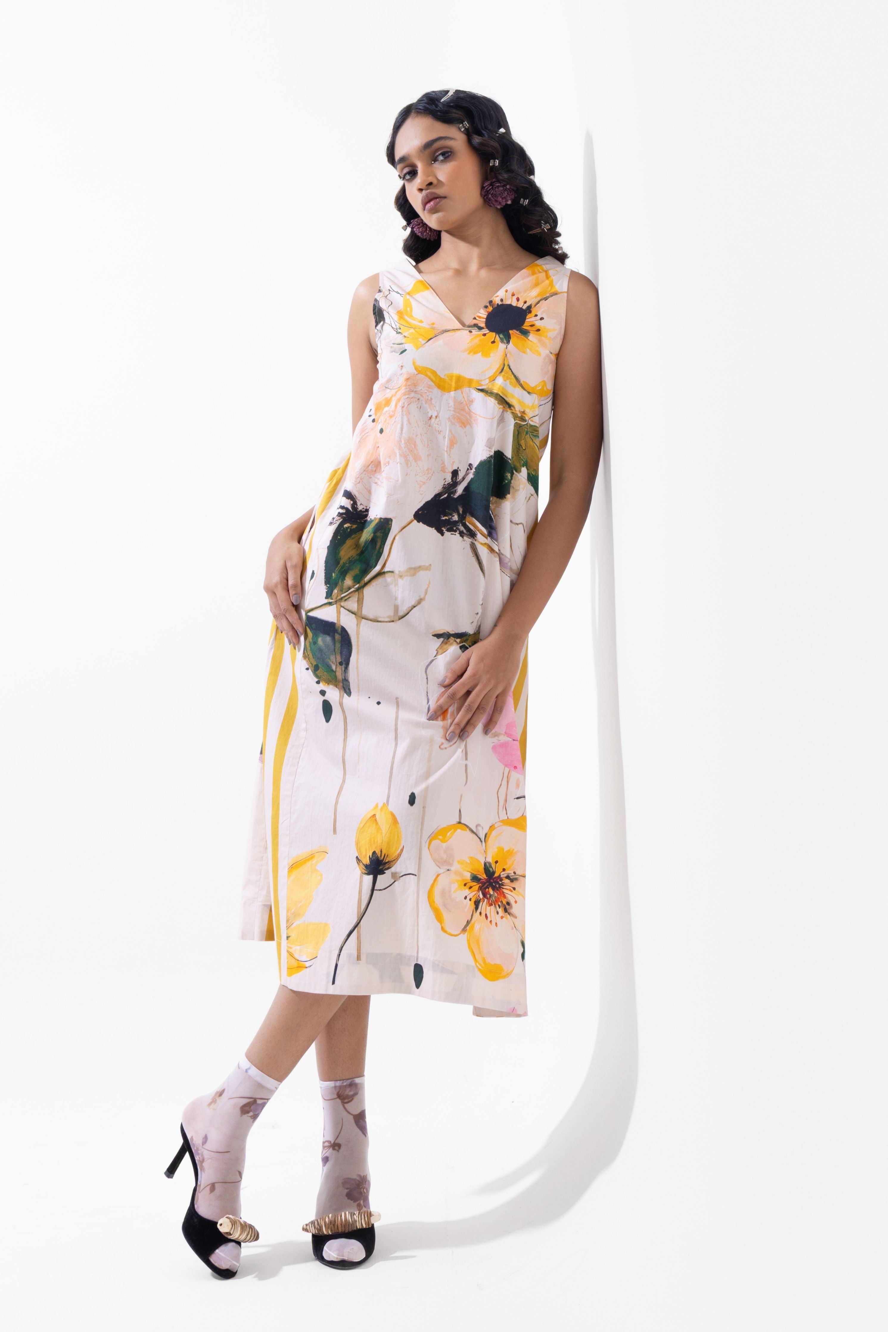 Elegant Artstict Floral Print Maxi Dress