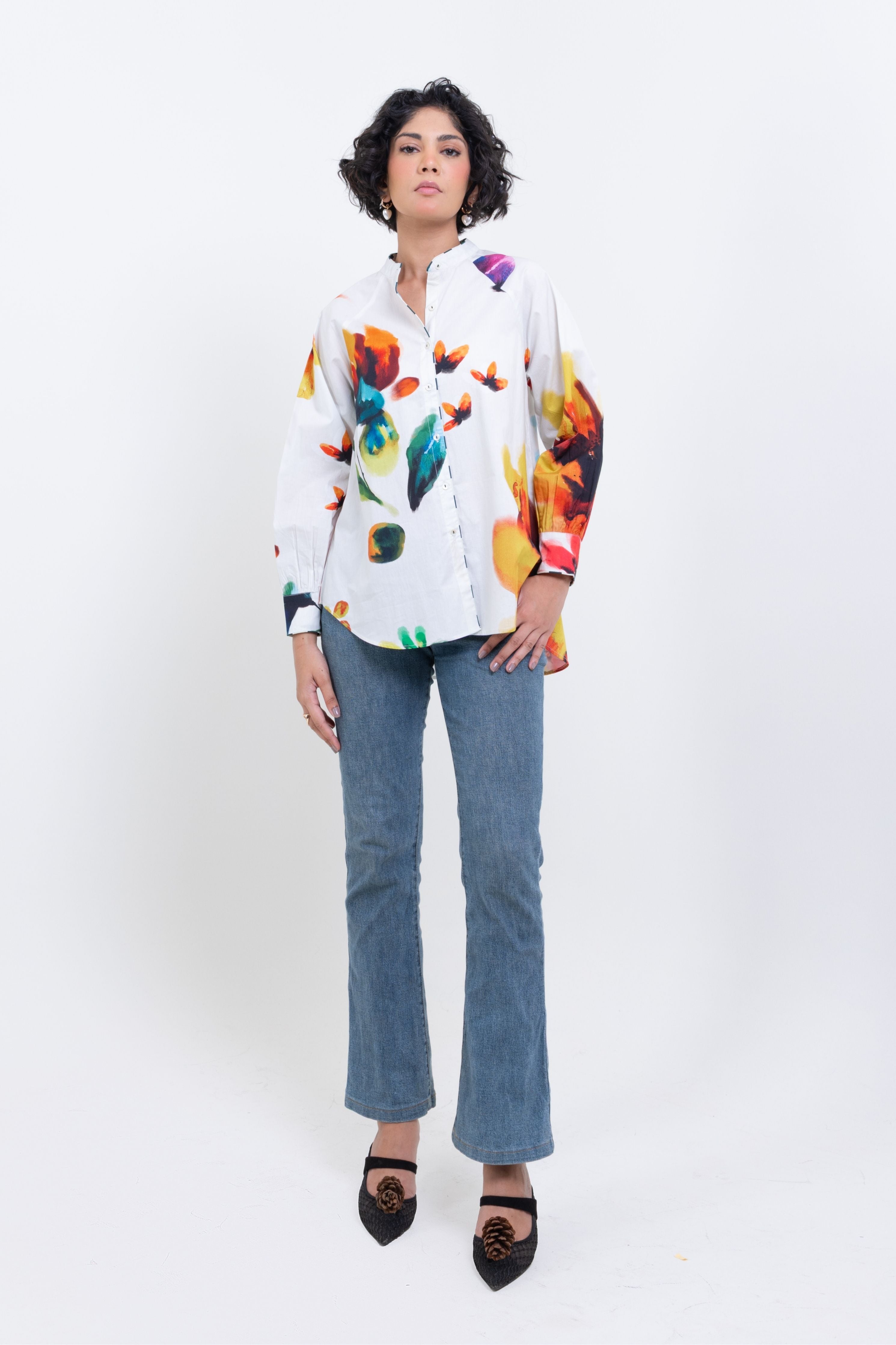 Hand- Printed Floral Shirt