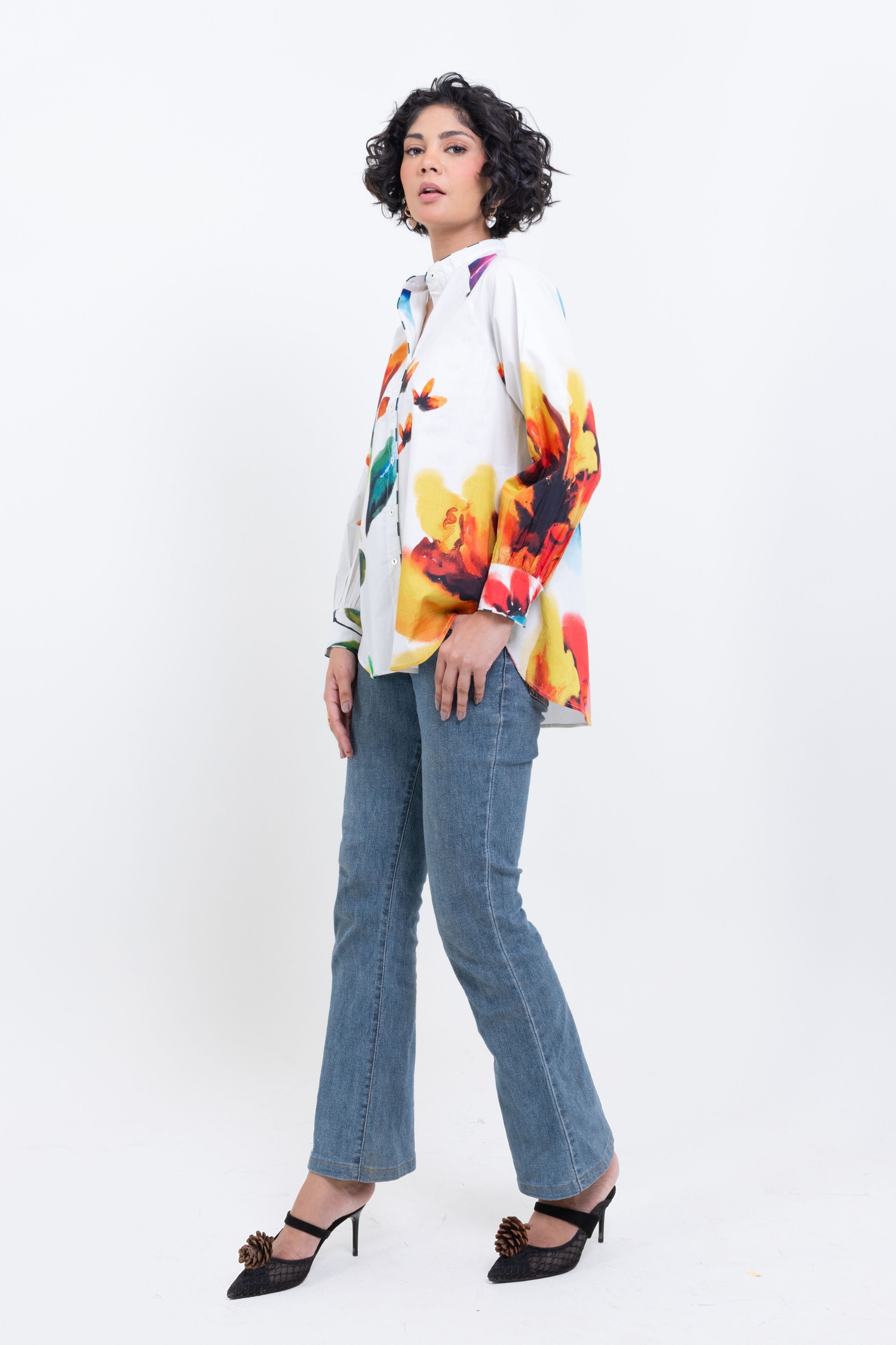 Hand- Printed Floral Shirt