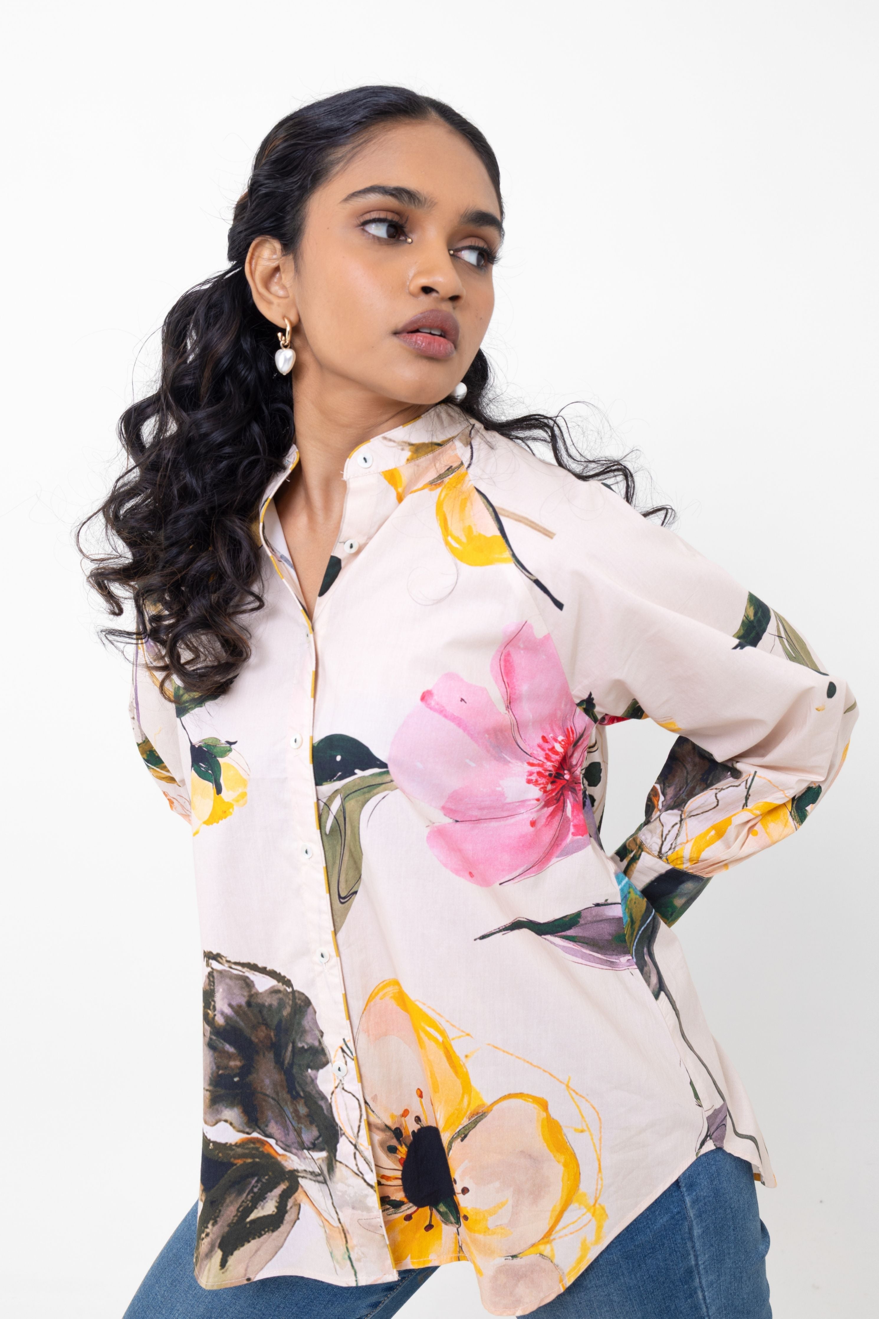 Artistic Floral Hand Printed Shirt