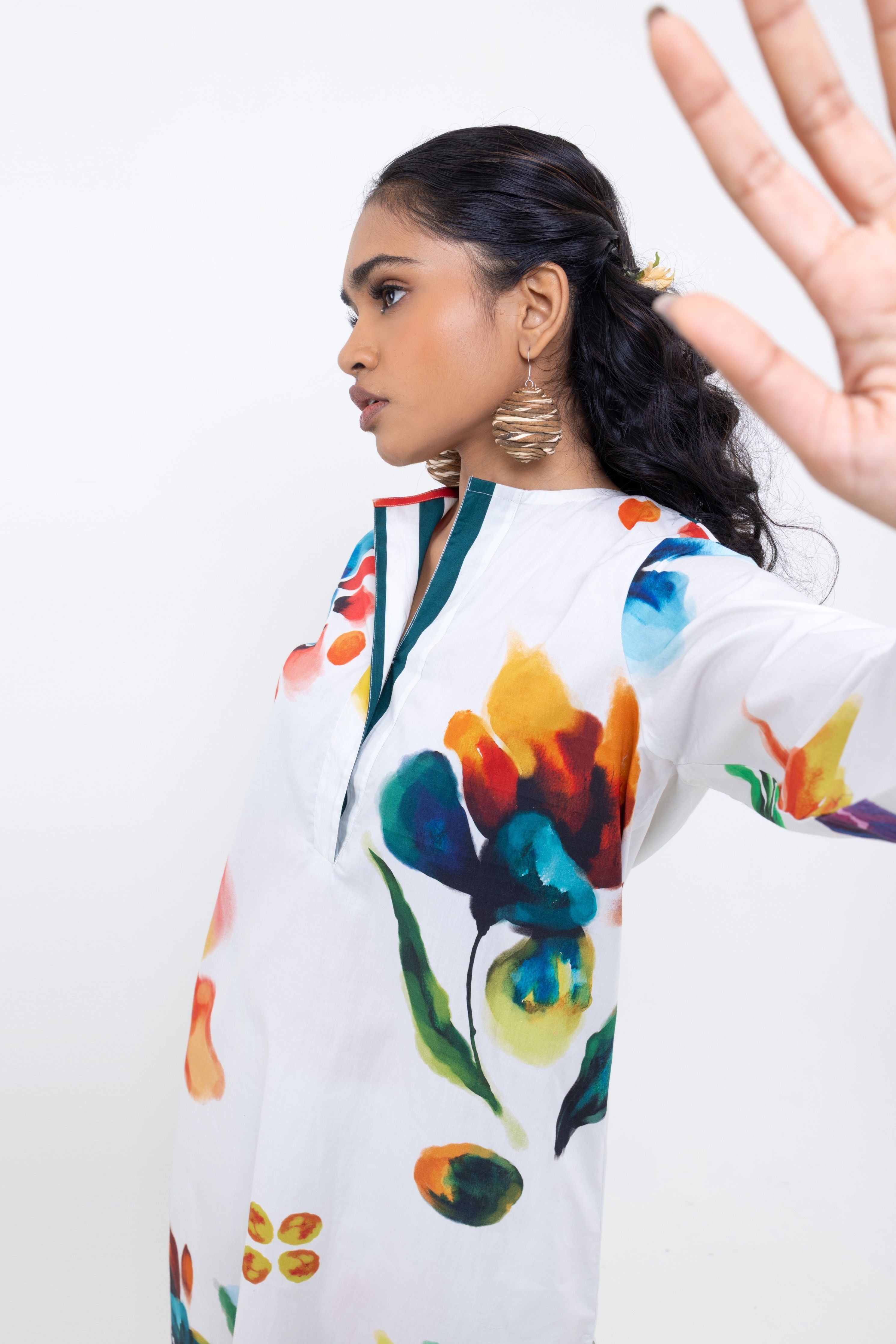 Hand Printed Floral Kurta Set