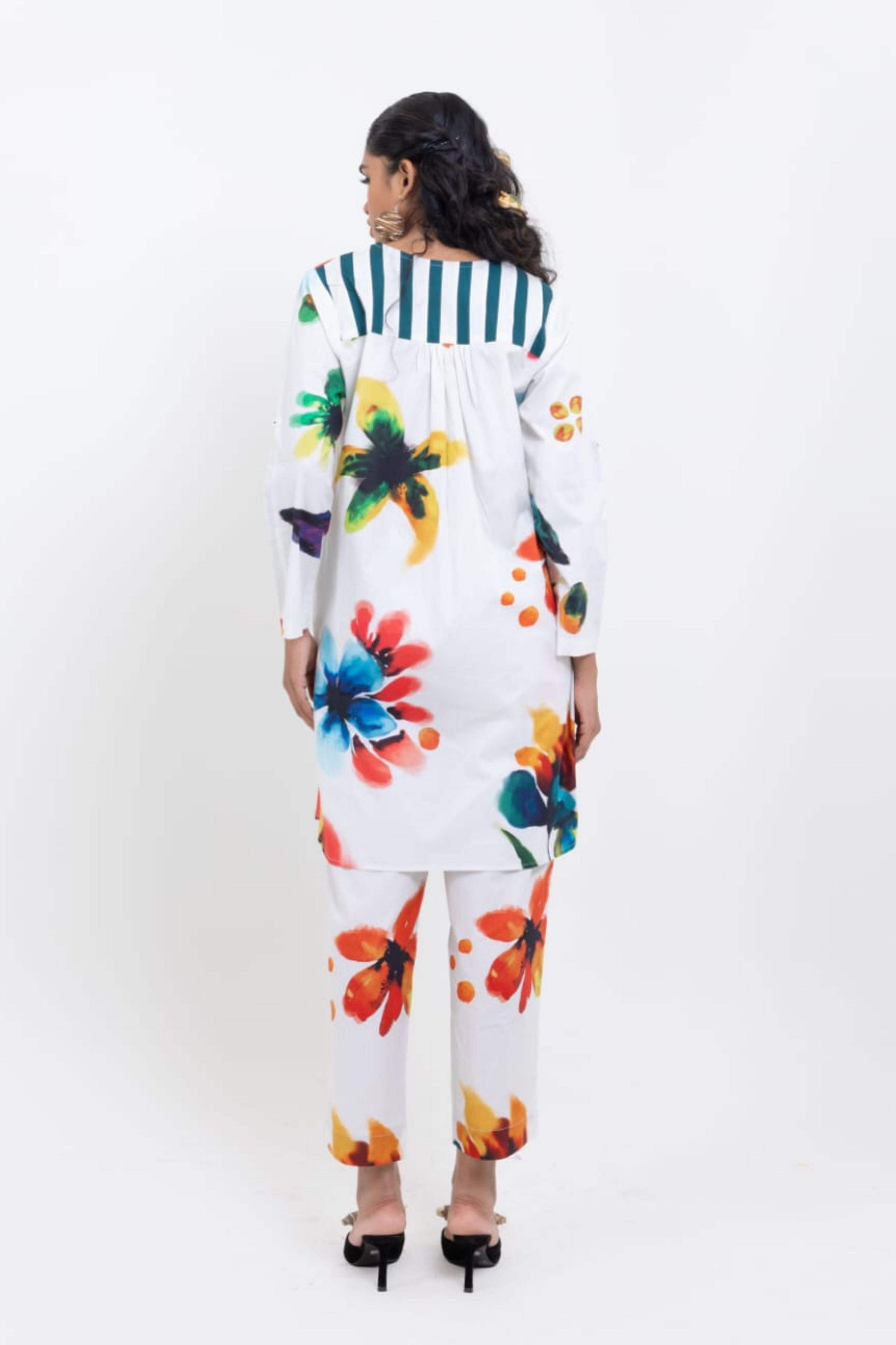 Hand Printed Floral Kurta Set