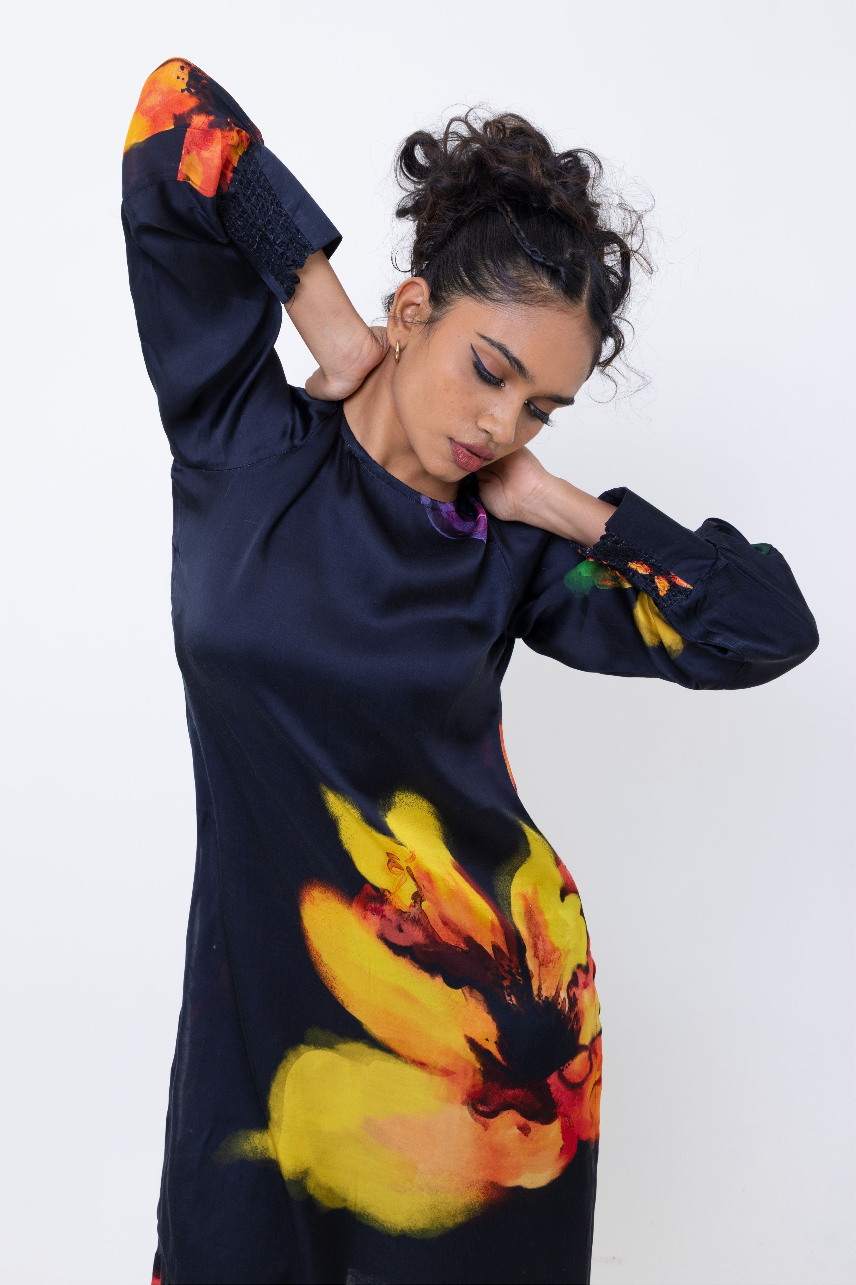 Floral Print Co Ord Set - Black
