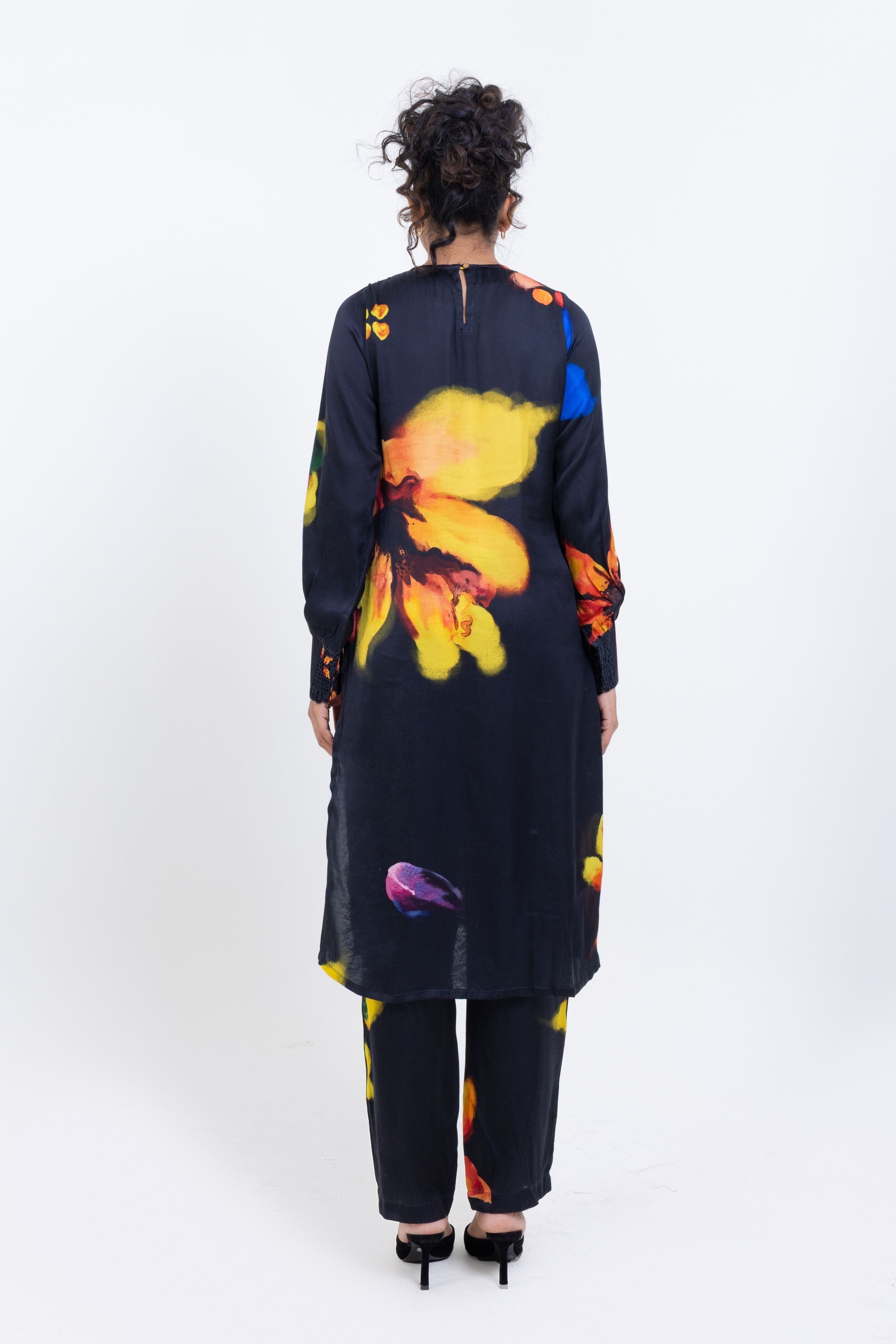 Floral Print Co Ord Set - Black