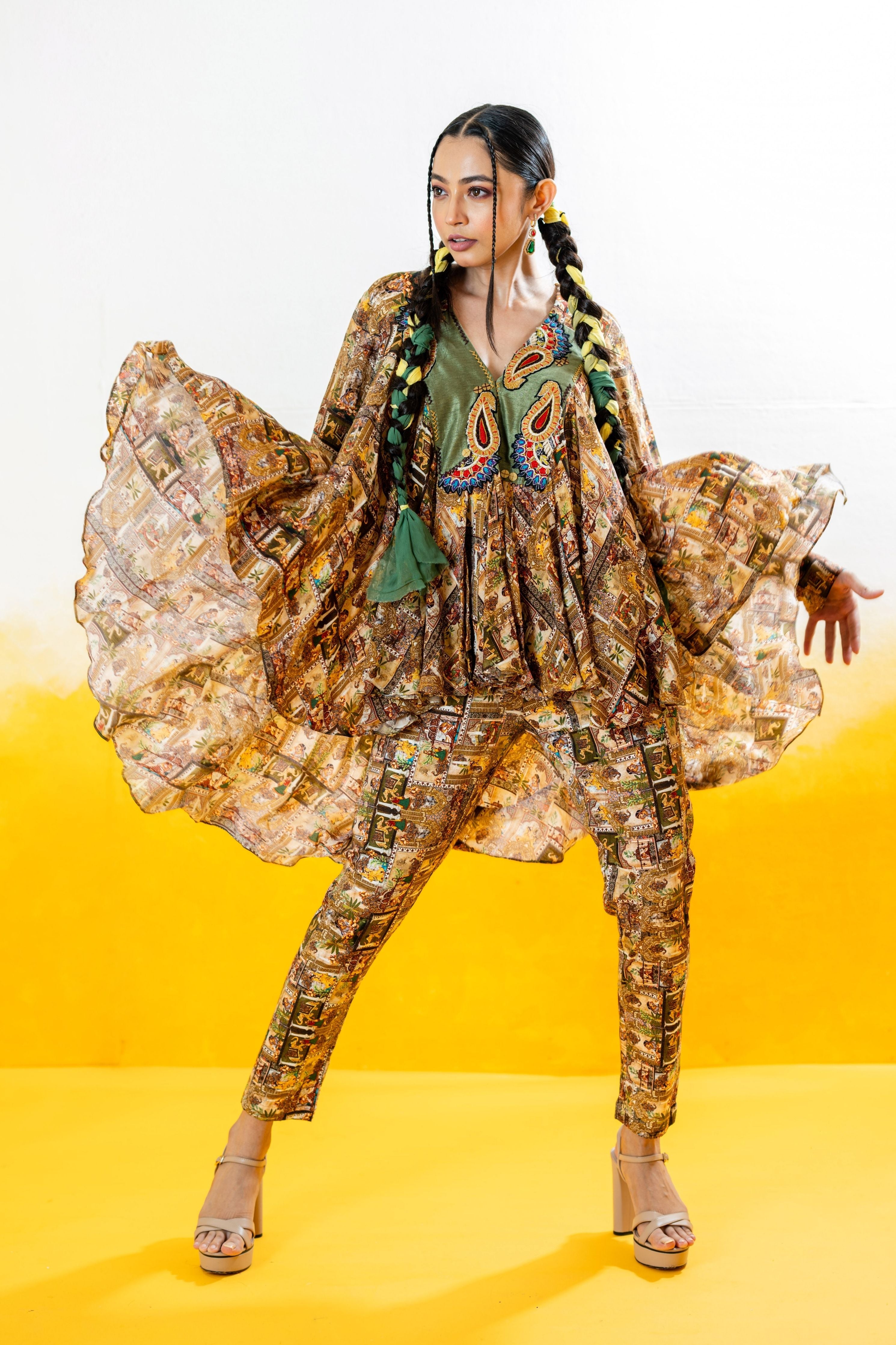 Printed Coord Set With Short Kurta