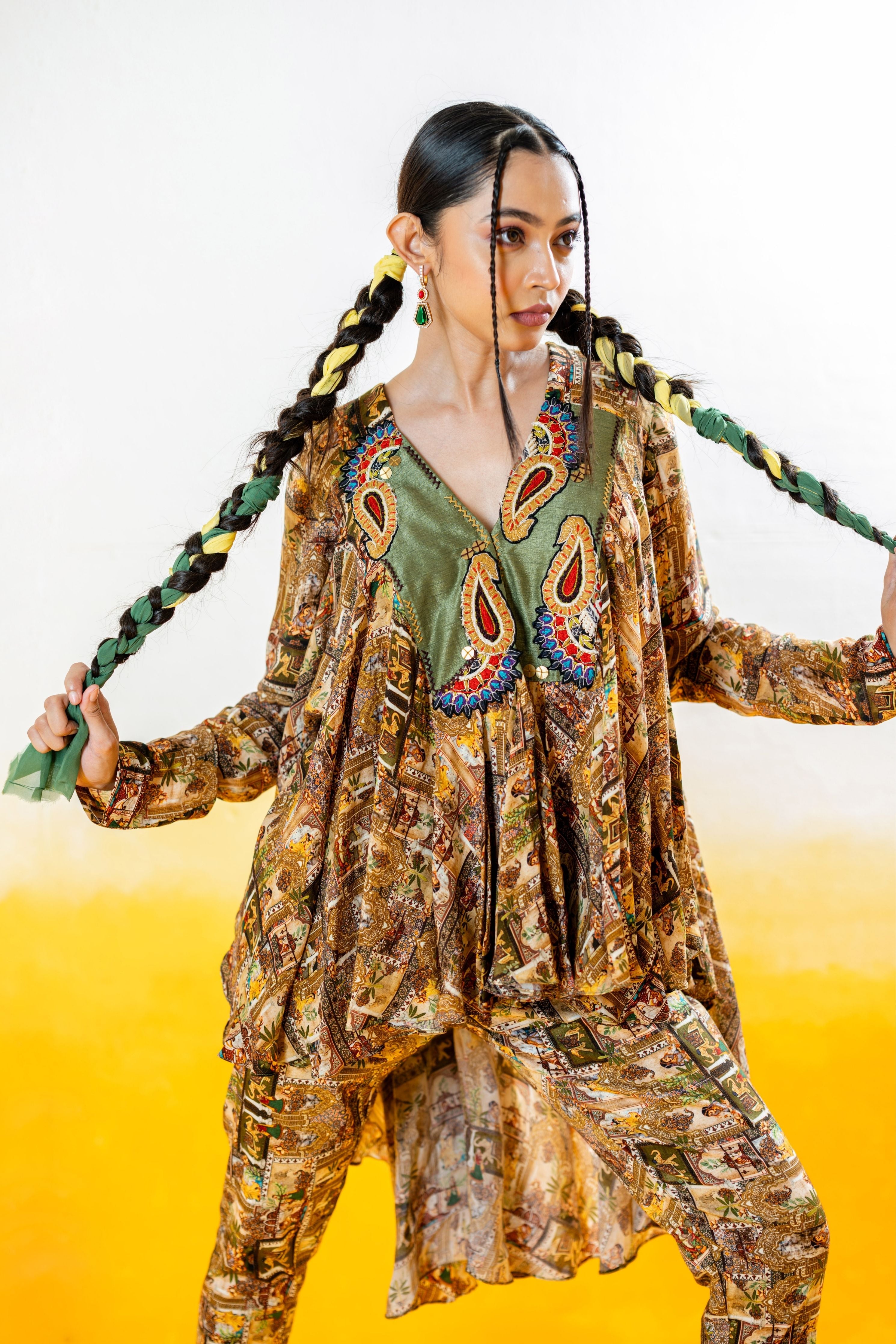 Printed Coord Set With Short Kurta