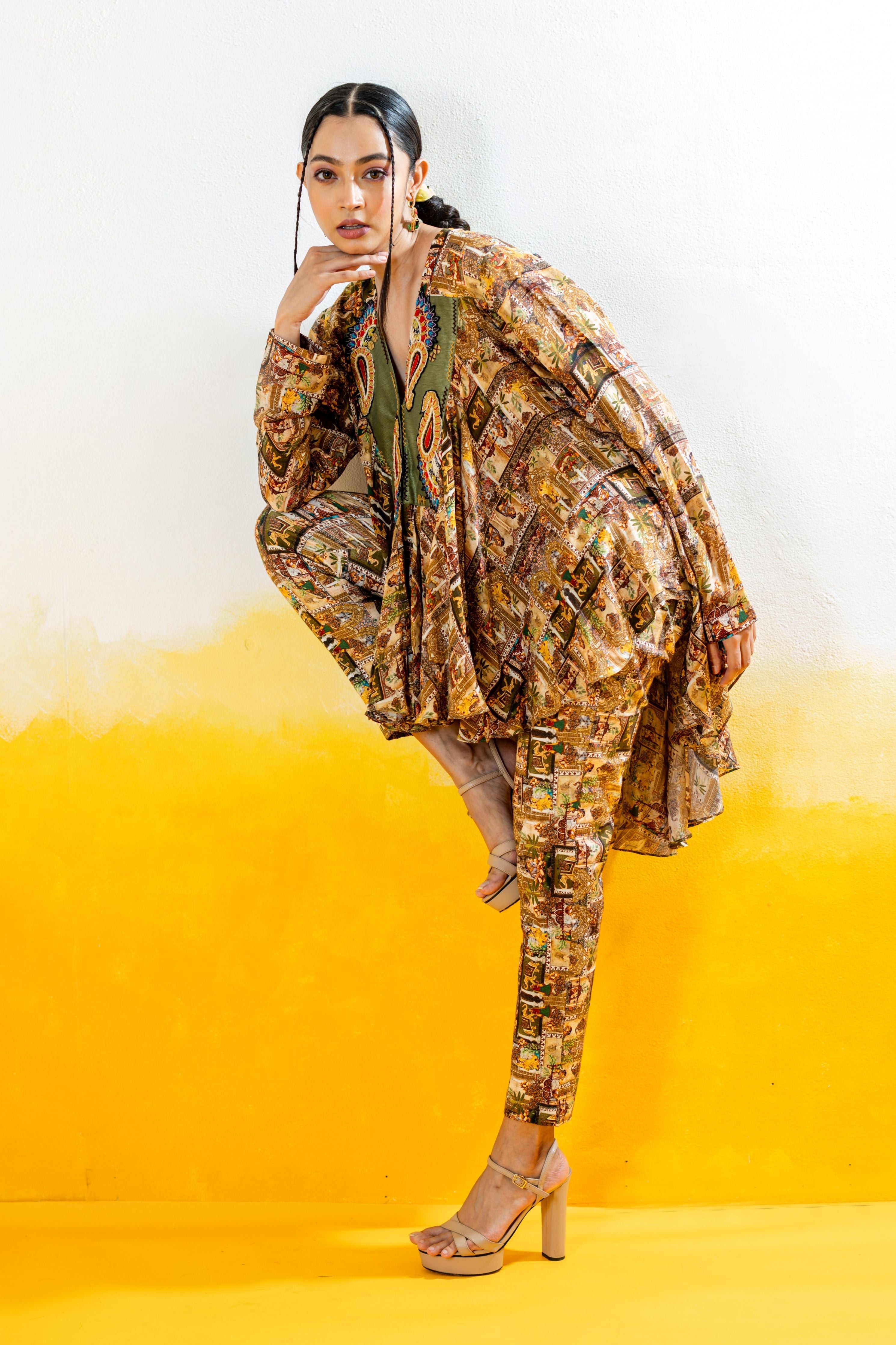 Printed Coord Set With Short Kurta