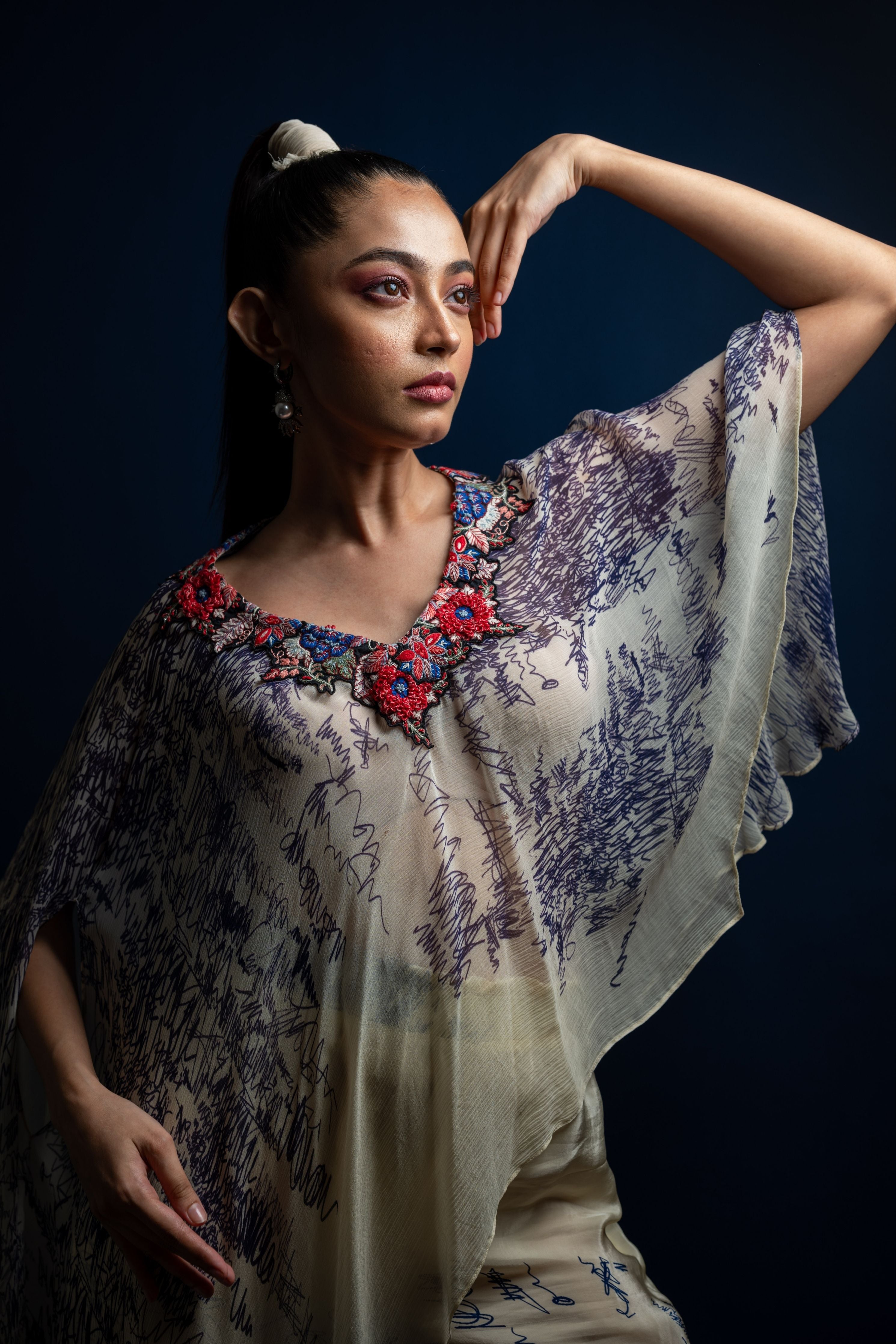 Assymetric Cape Style Top With Bustier And Pants