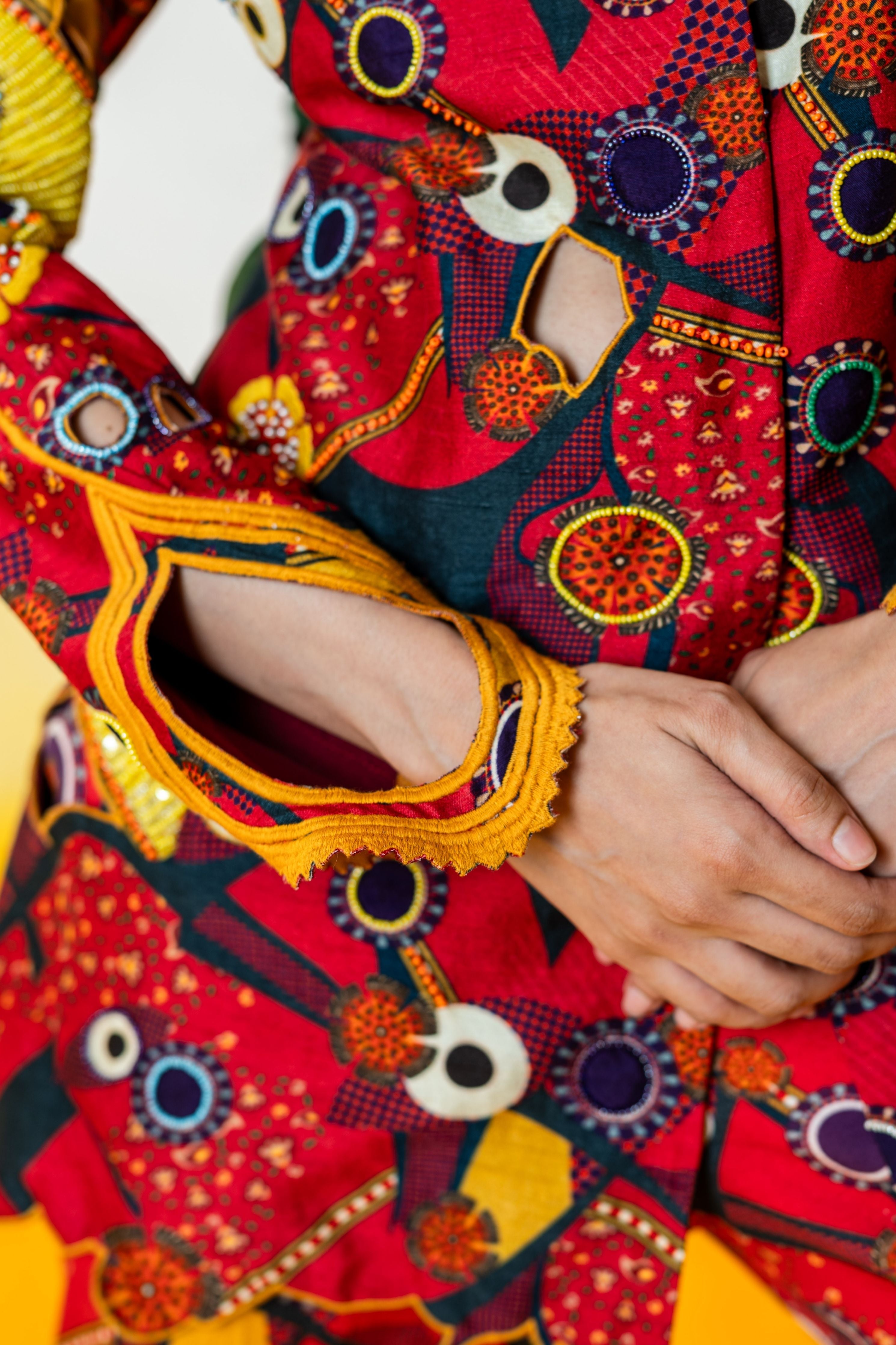 Printed Embroidered Pant Suit With Detachable Saree Drape