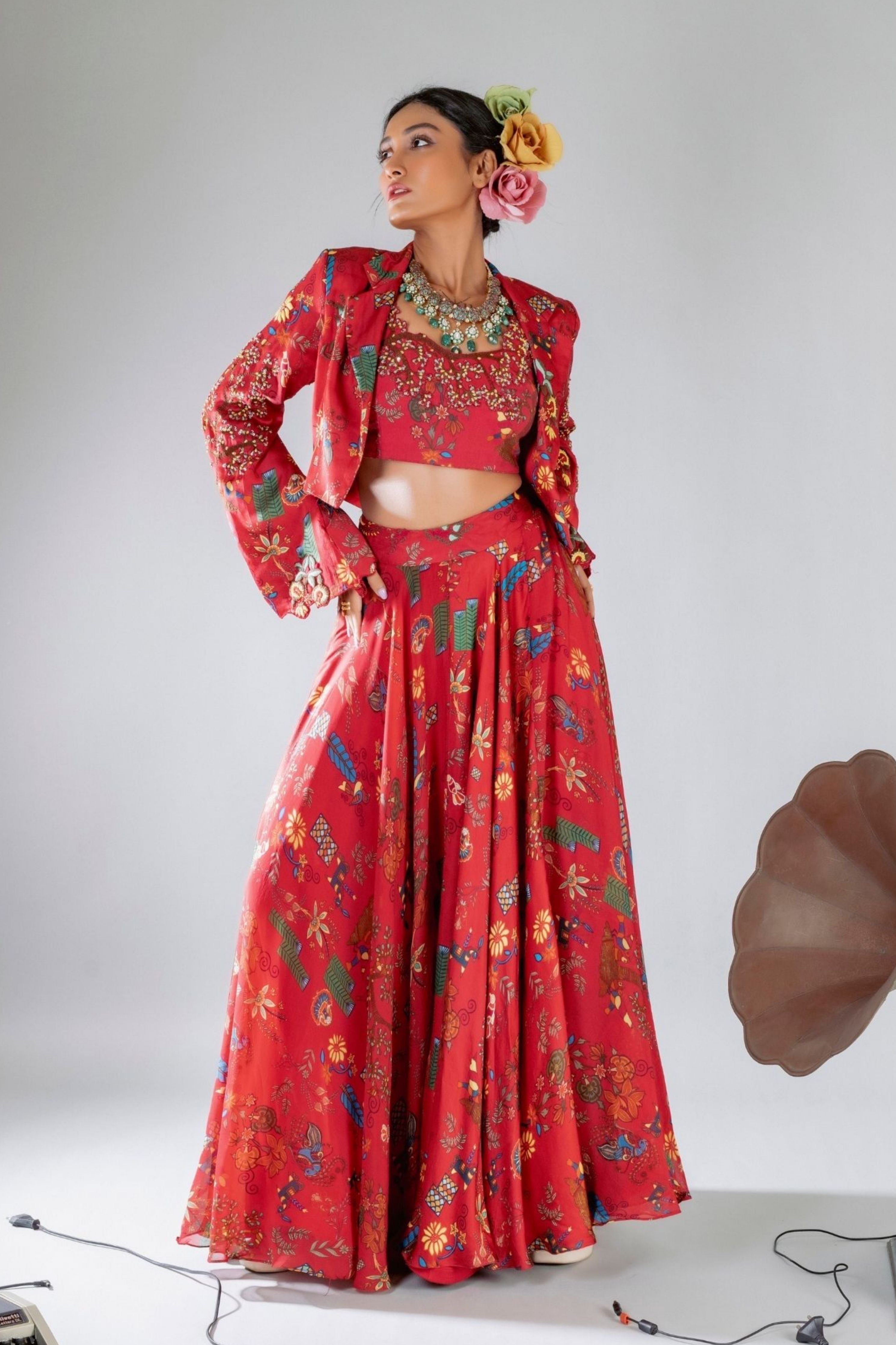 Printed Lehenga With Short Jacket
