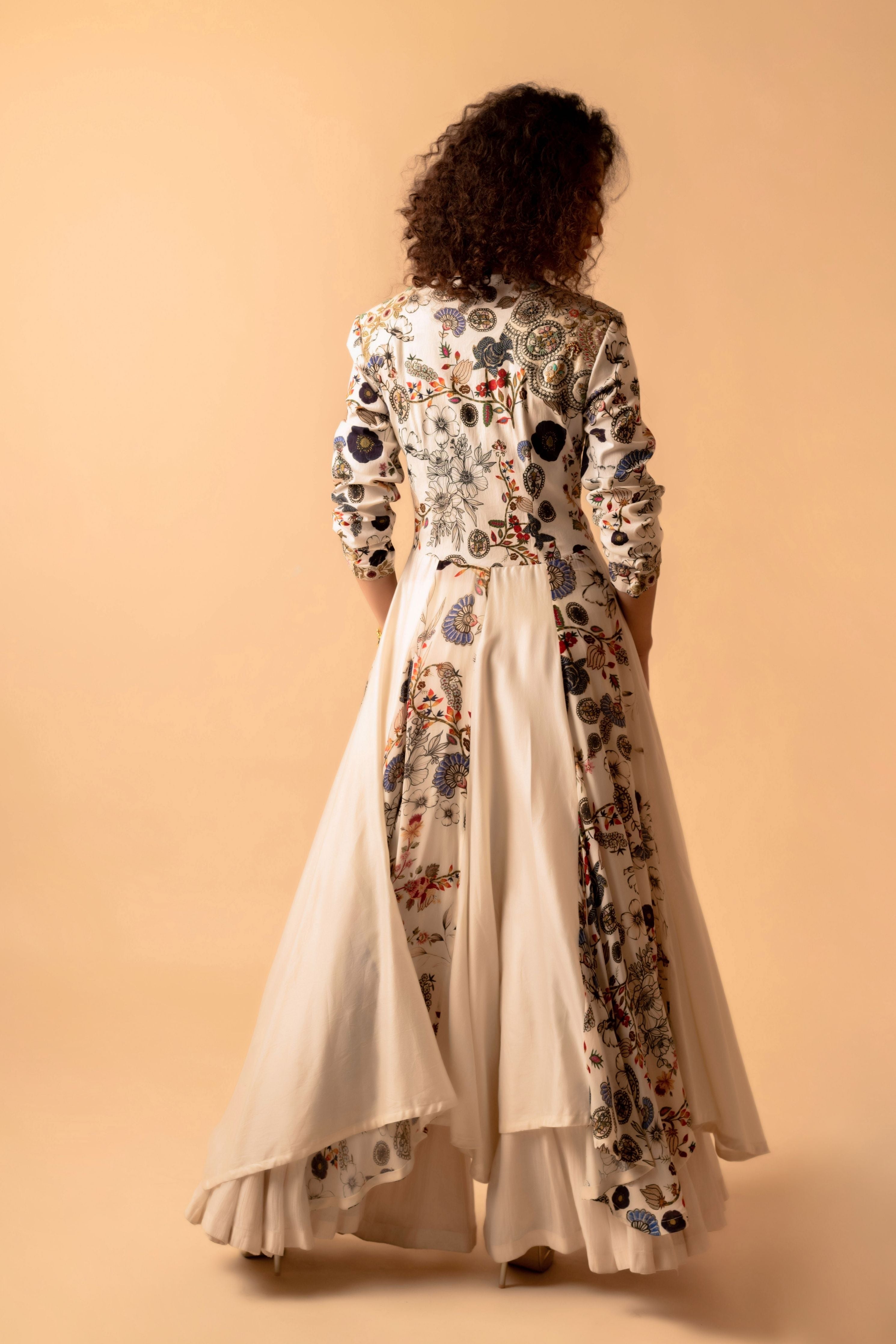 Printed One Shoulder Cape With Pants And Bustier
