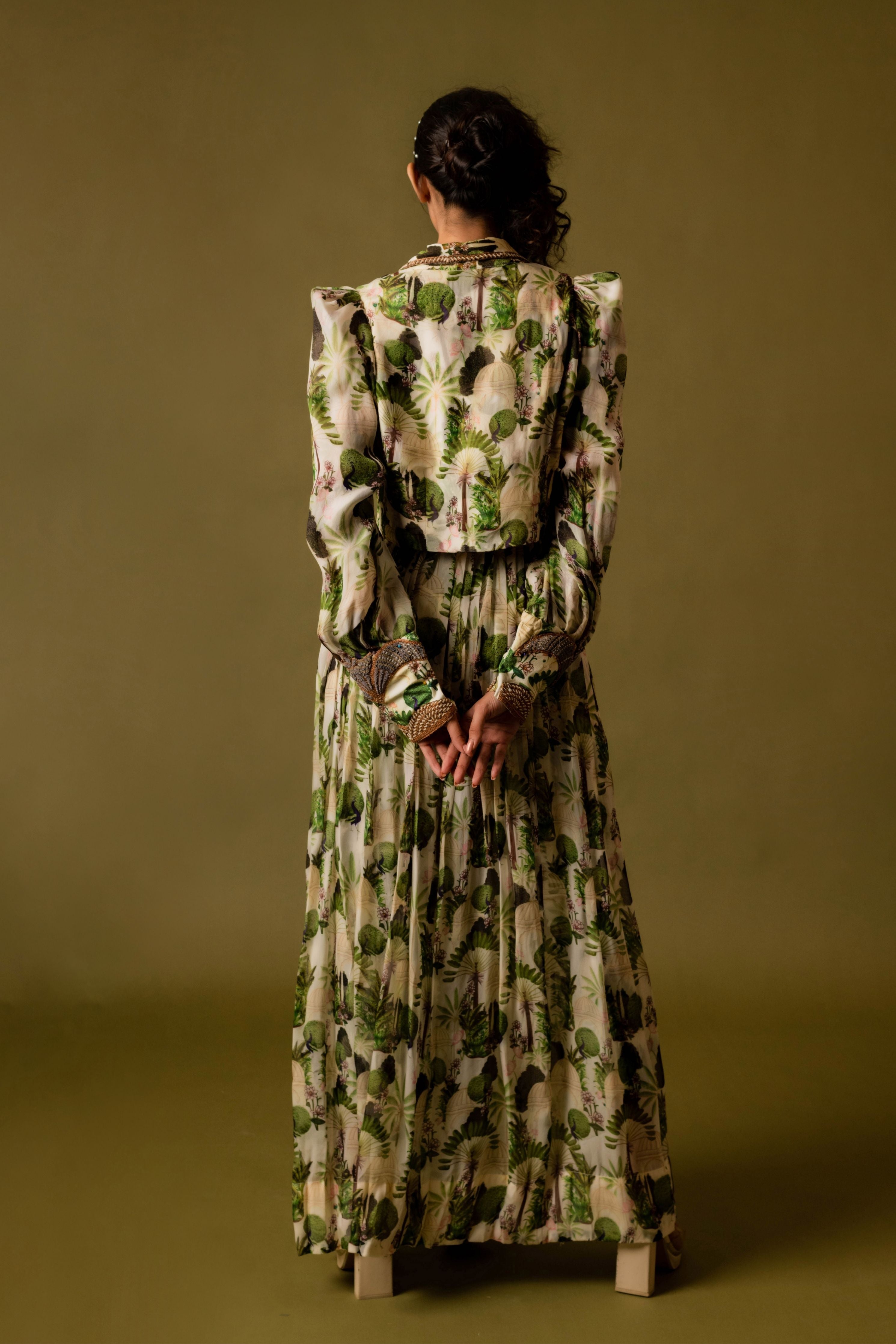 Short Jacket With Pant And Wrap Skirt