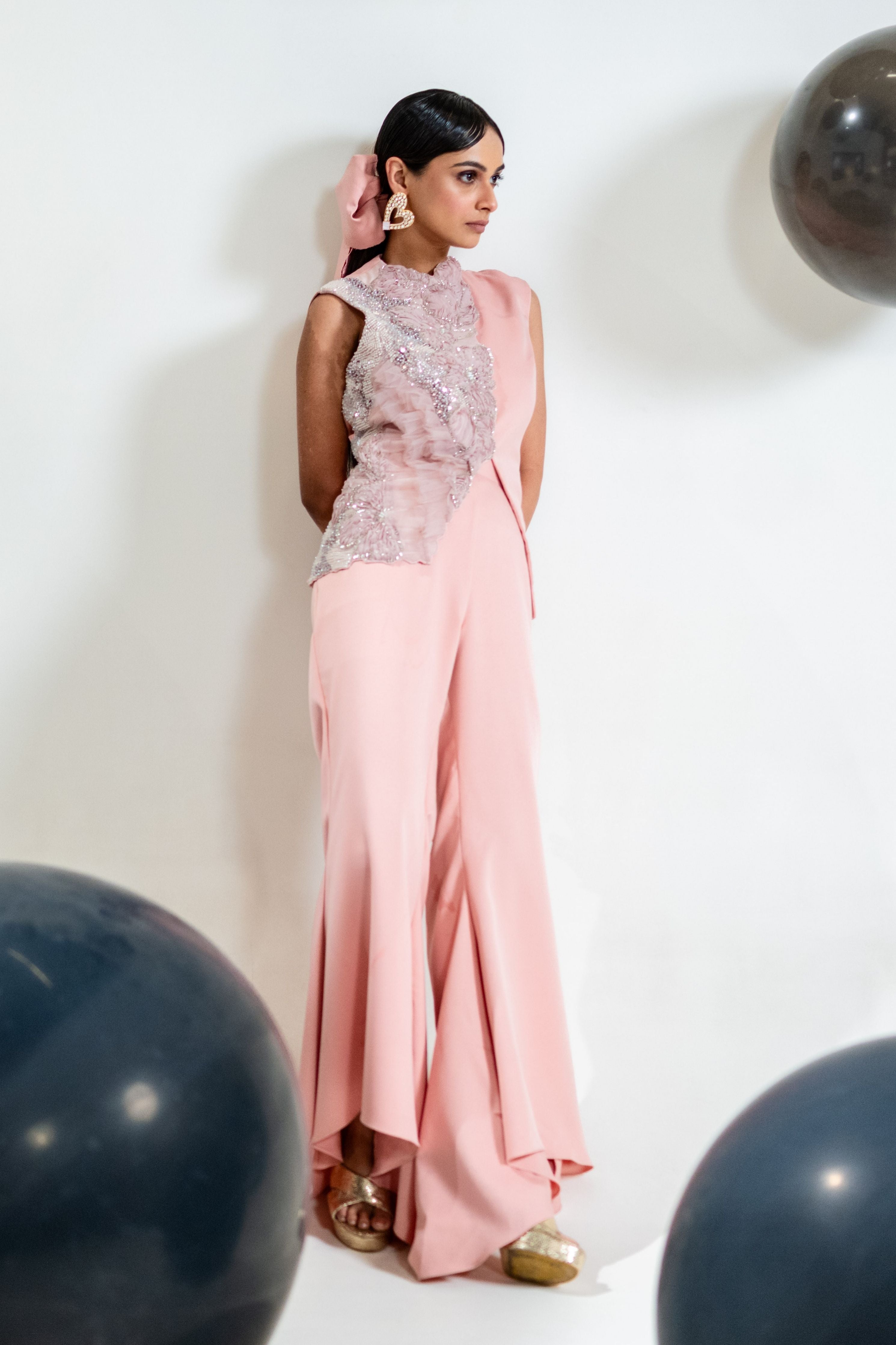Embroidered Waistcoat With Flared Pants