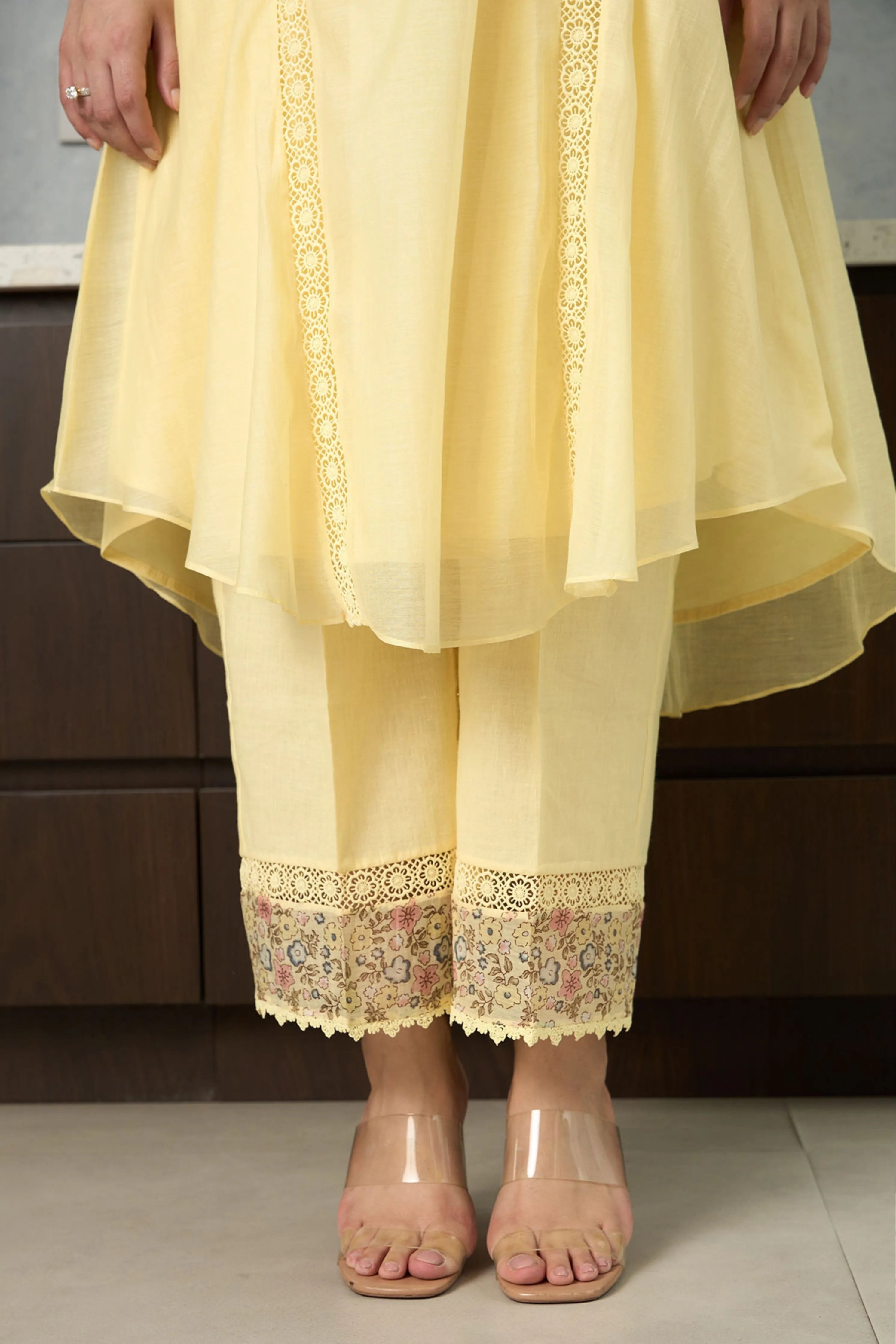 Yellow Bell Sleeves Kurta Set
