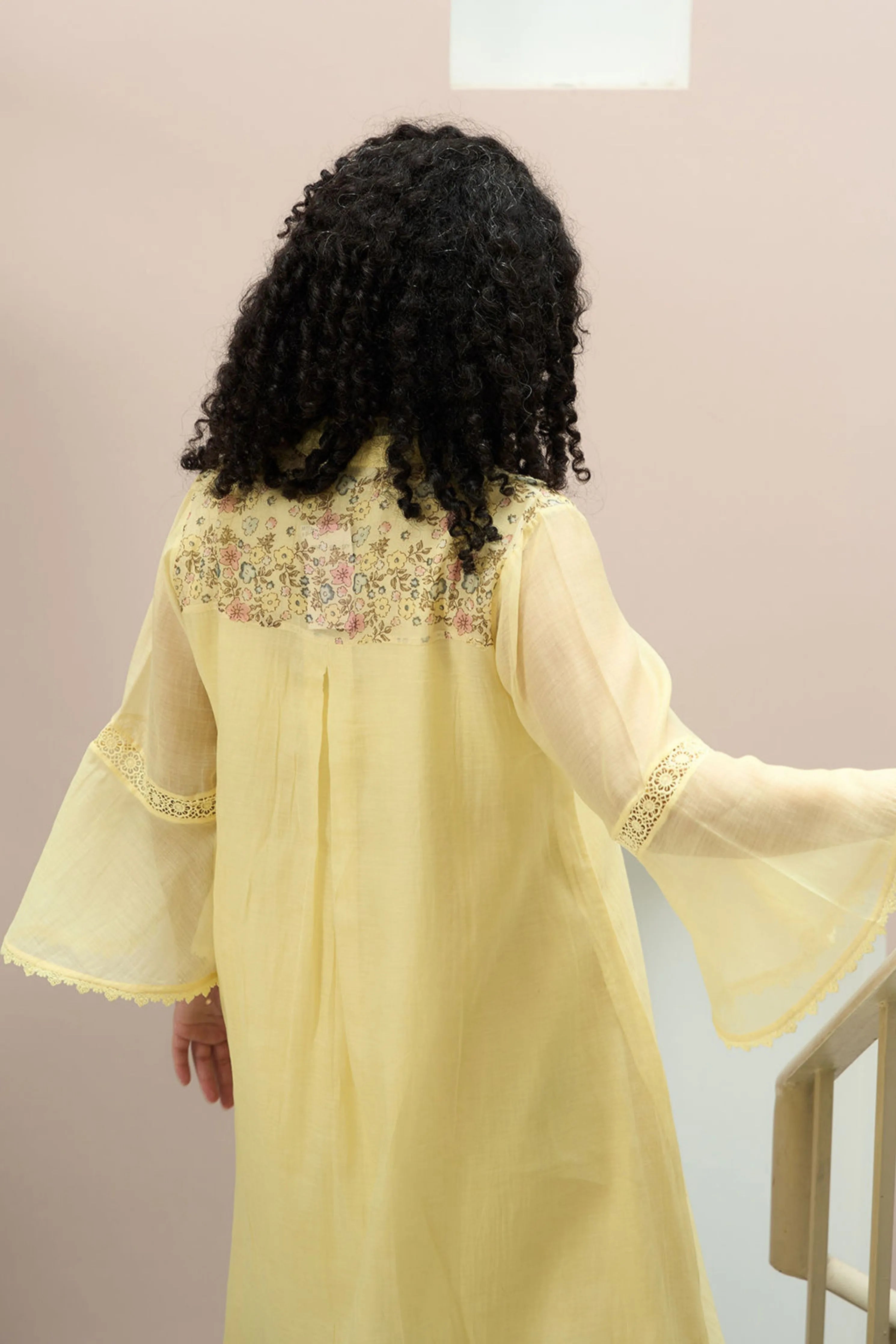 Yellow Bell Sleeves Kurta Set