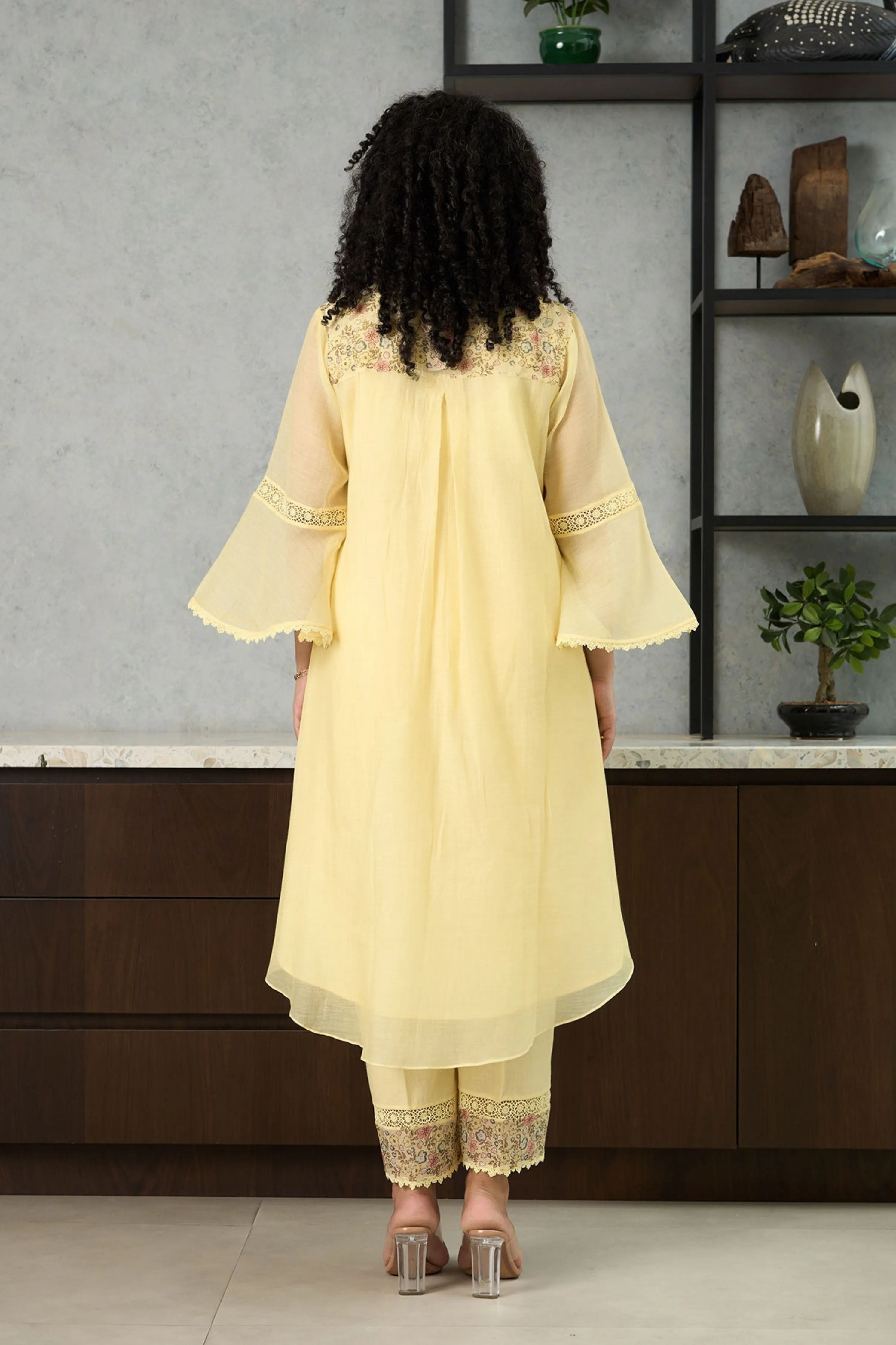 Yellow Bell Sleeves Kurta Set