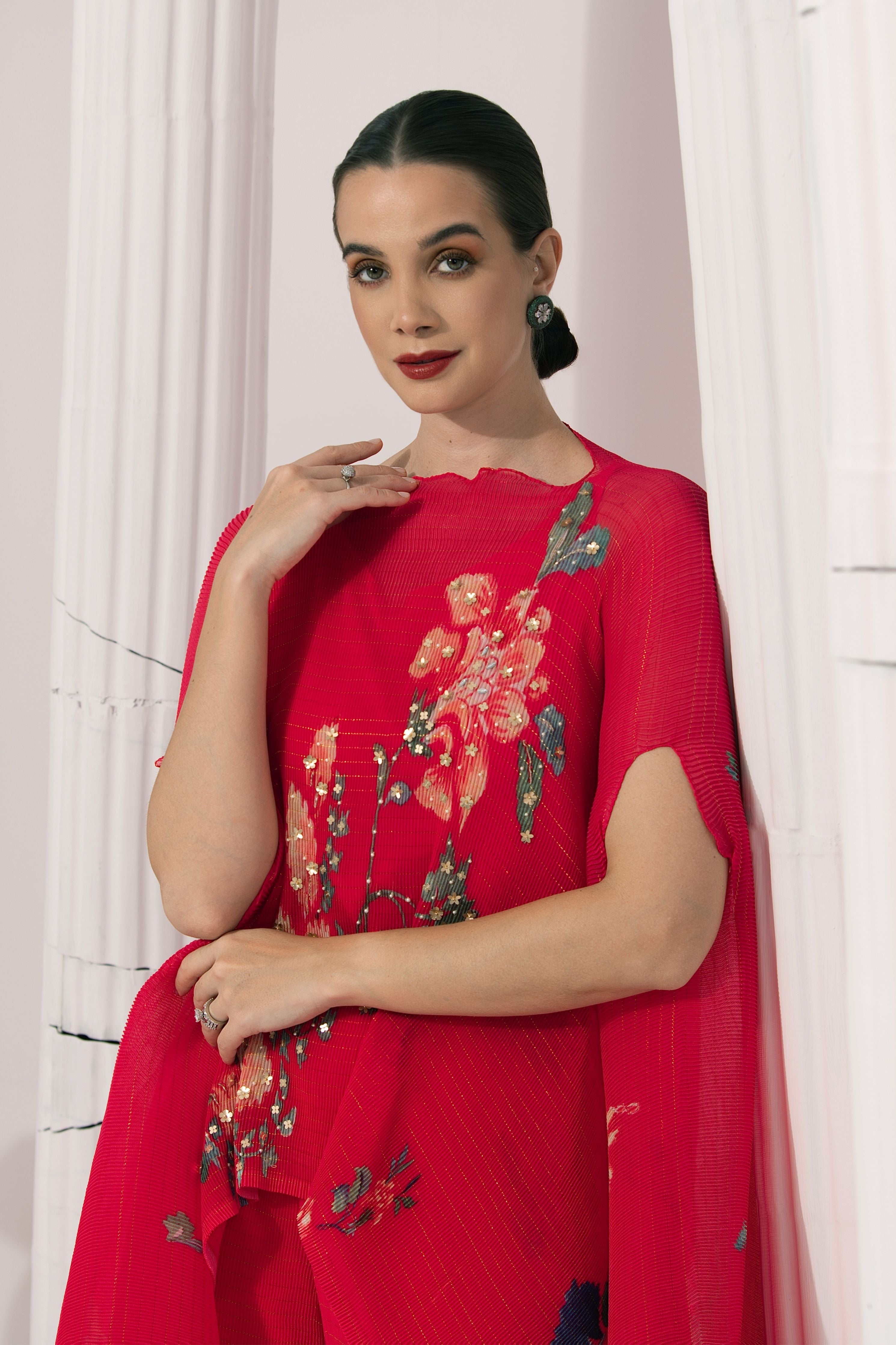 Wildflower Muse Cherry Red Kaftan & Pant Set