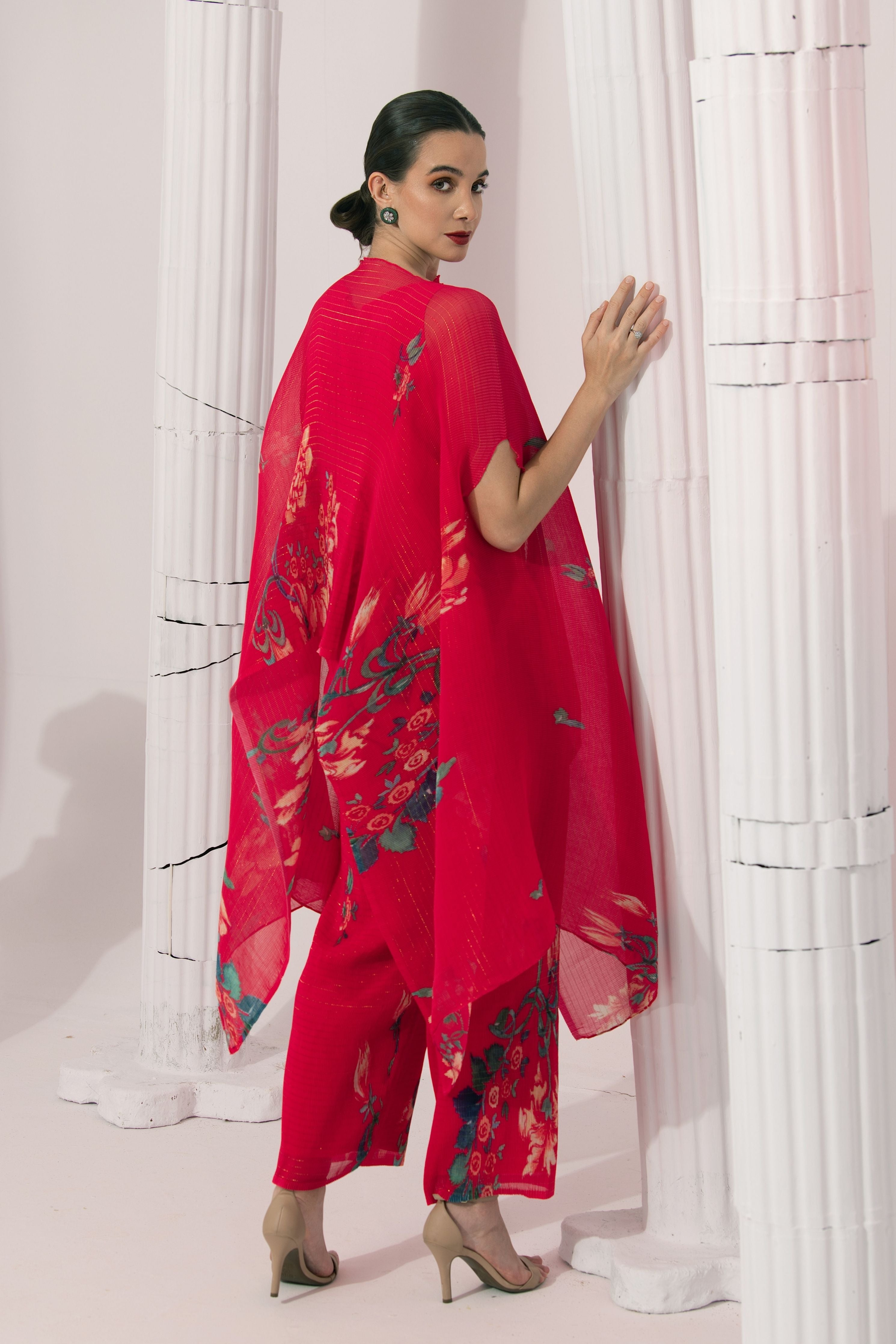 Wildflower Muse Cherry Red Kaftan & Pant Set