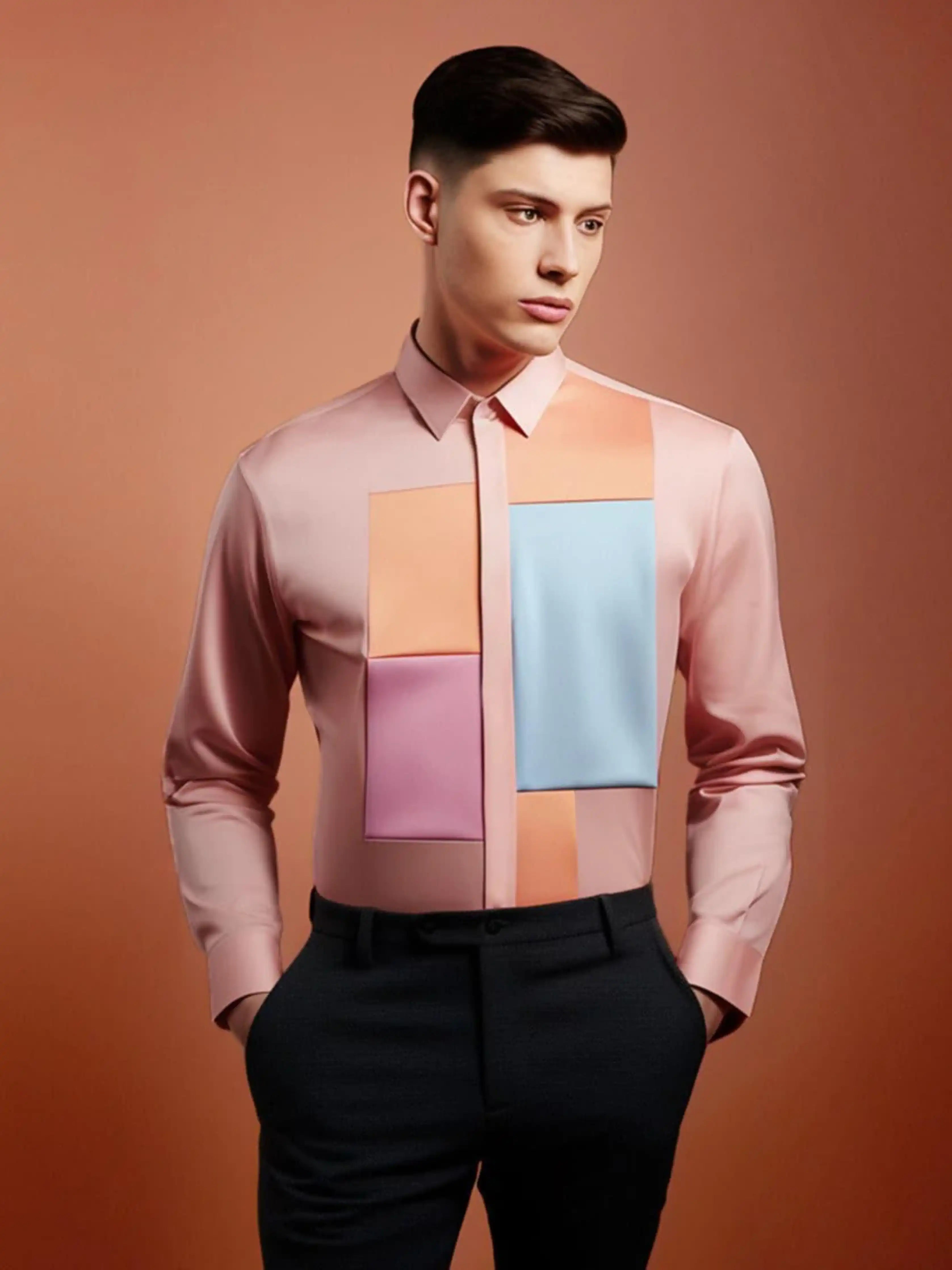 Color blockPink Shirt