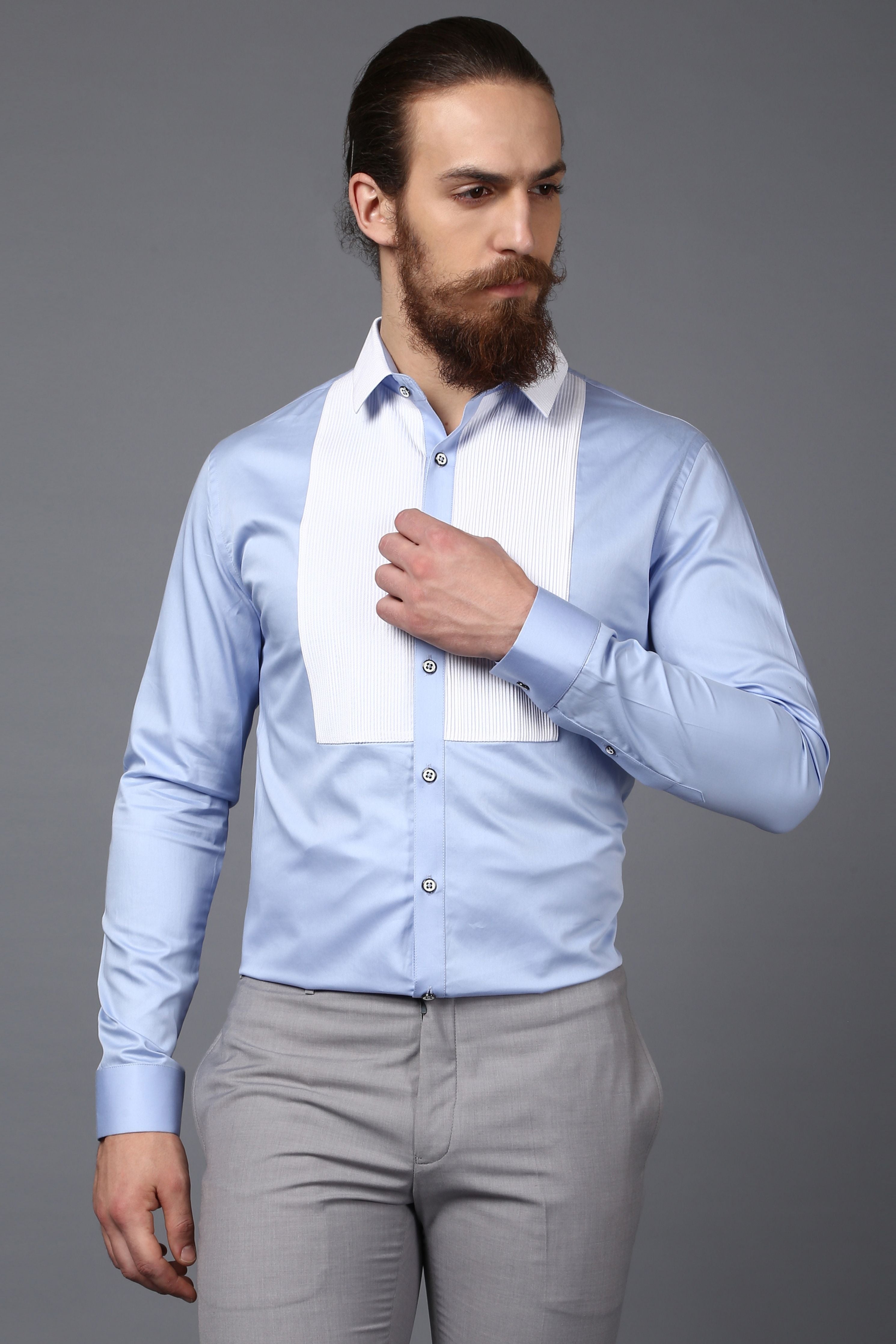 Pintuck Shirt (Sky)