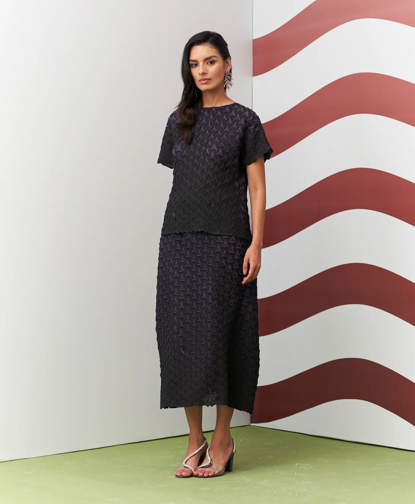 PURPLE BLACK ALTO SKIRT SET