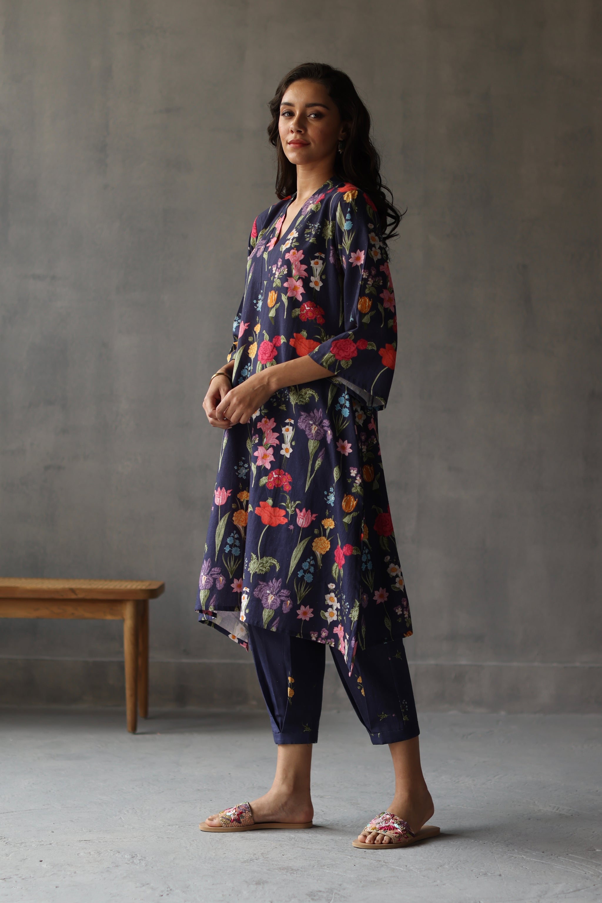 Primrose Kurta Set Navy Blue