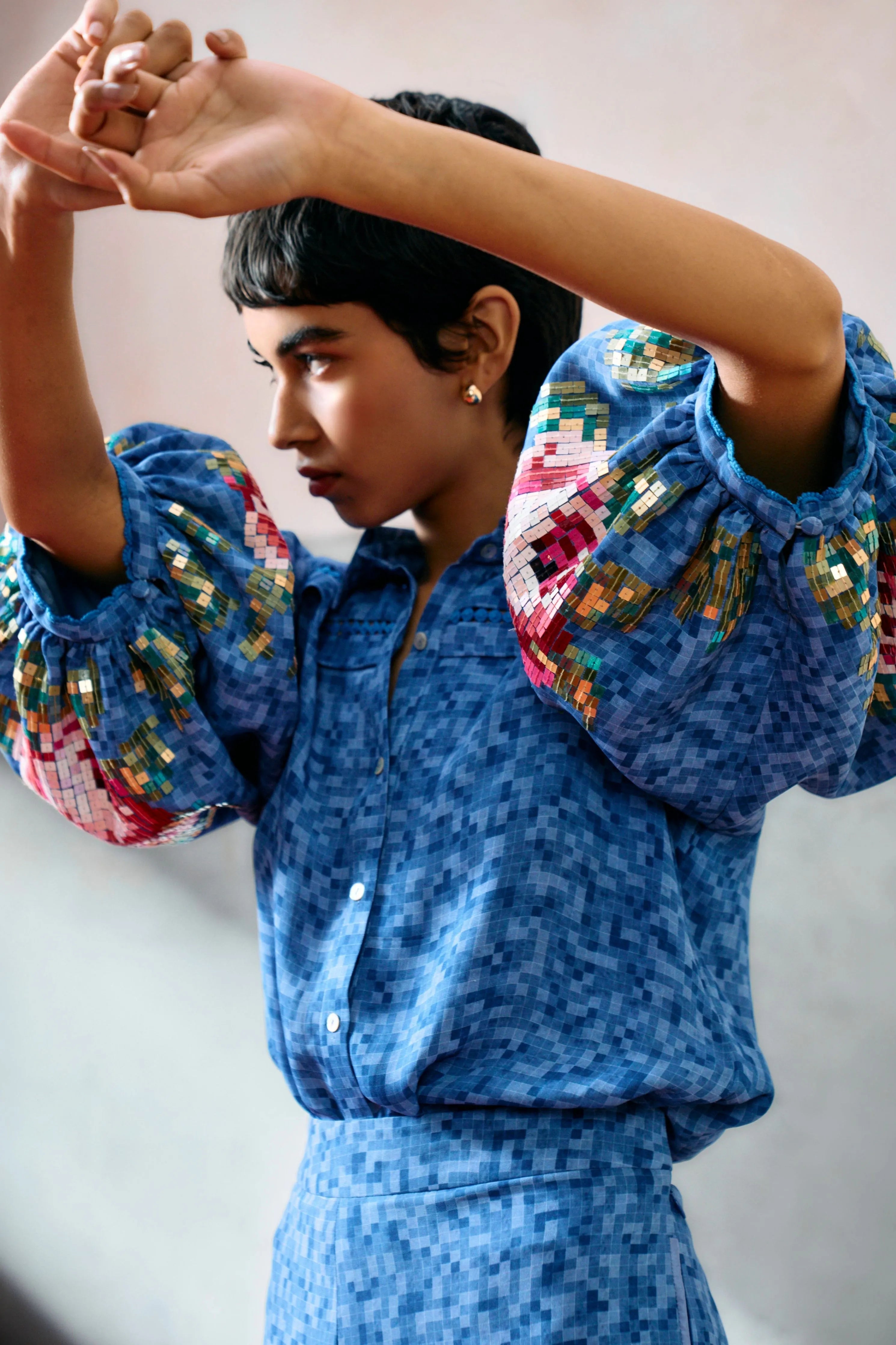 Capri Balloon Shirt Blue