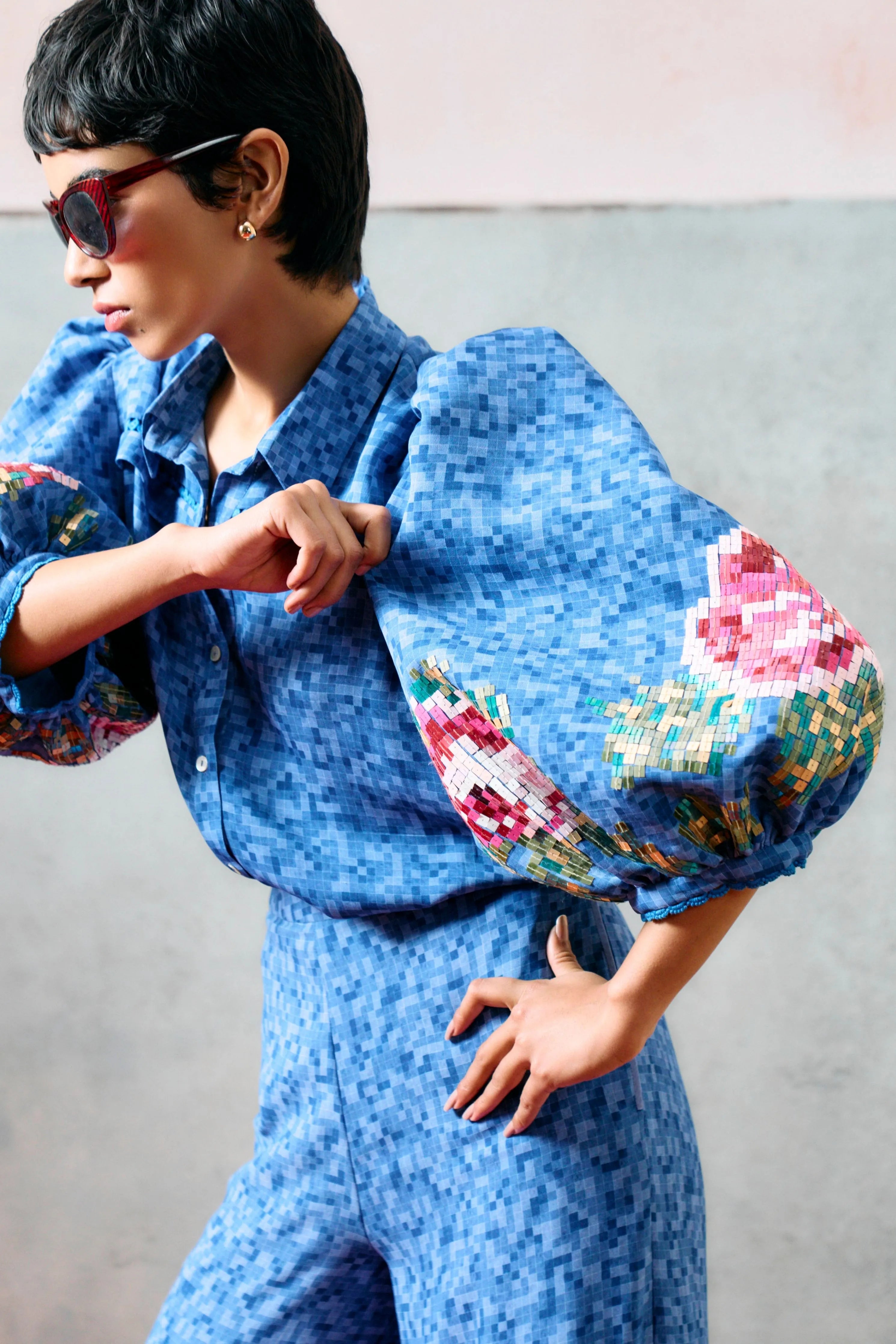 Capri Balloon Shirt Blue